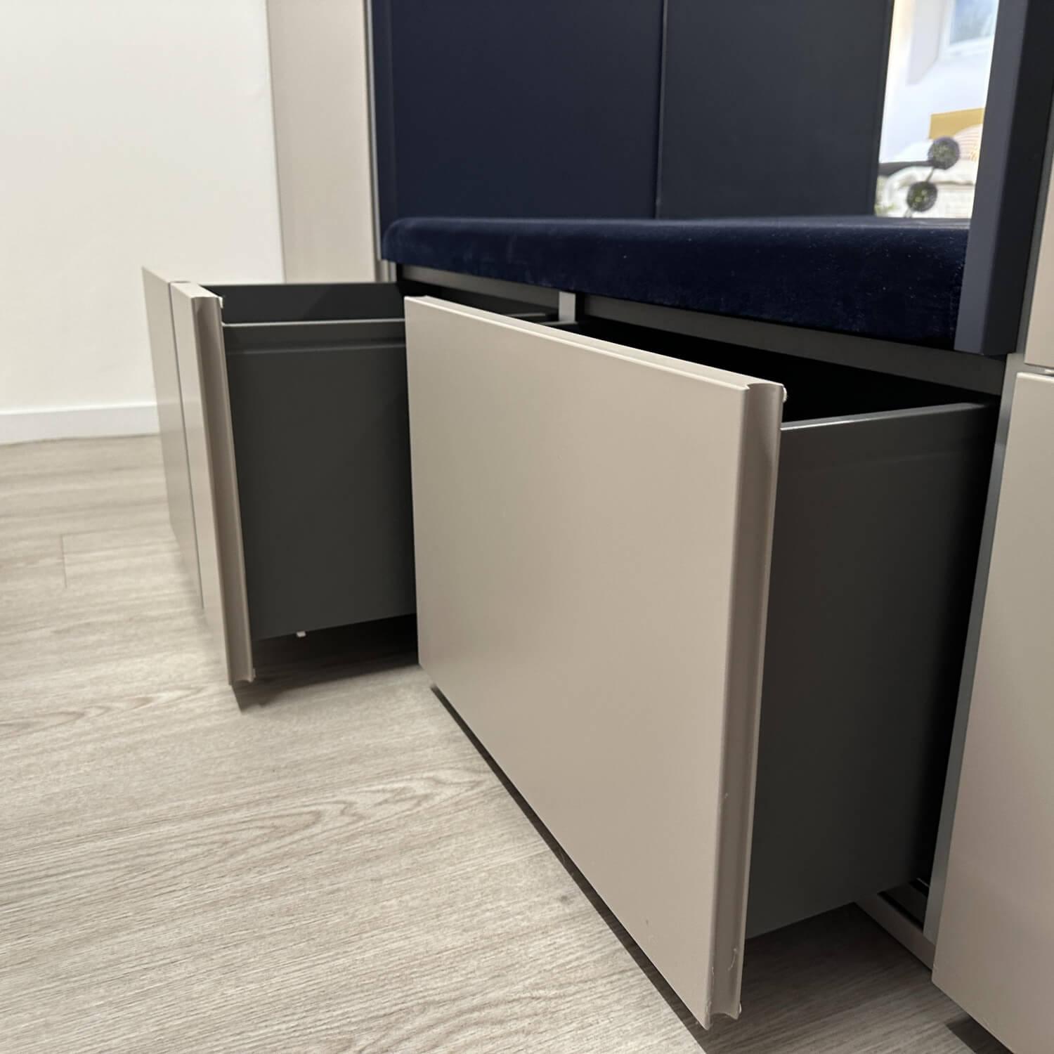 Schönbuch - Schrank Stripes Kieselstein 59 Grau Und Nachtblau 51 Blaugrau Lackiert Sitzbankpolster Nachtblau - 7