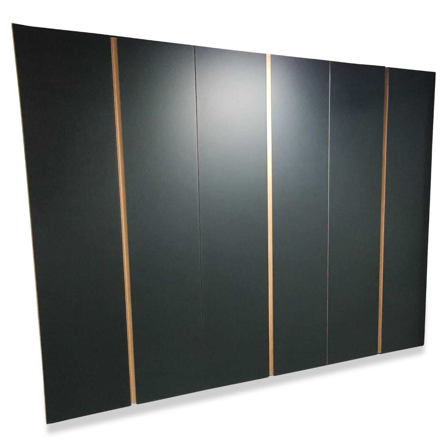 Hülsta - Kleiderschrank Solid Eiche Hell Geölt Hinterlackiertes Glas Anthrazit - 1