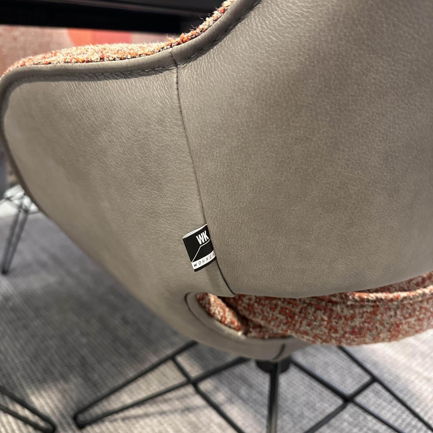 WK Wohnen - 6er-Set Armlehnstuhl WK 708 Stoff JAB A91062 Rosa Und Leder Granada Steel Grau Drehgestell Schwarz - 2