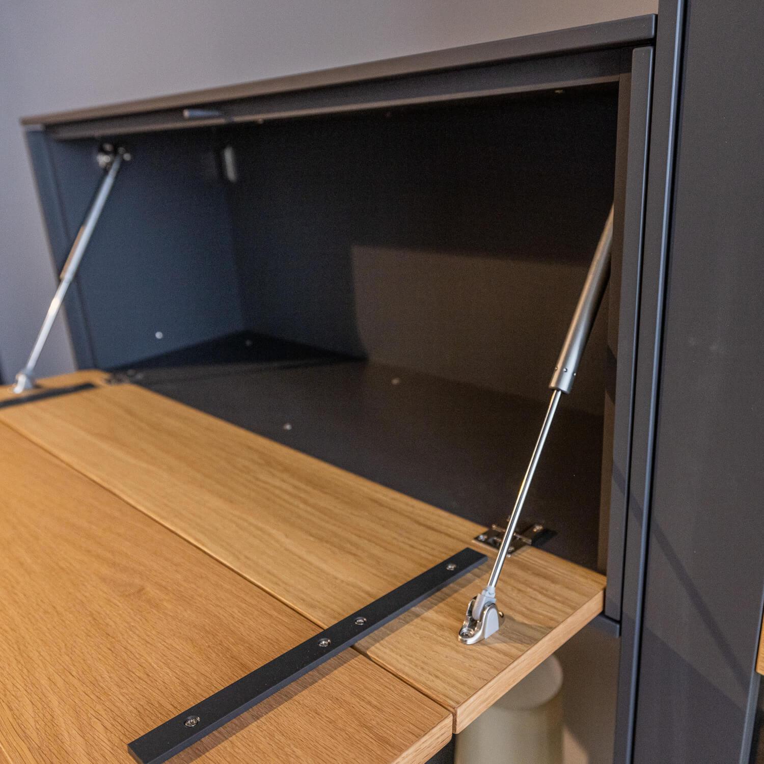 WK Wohnen - Wohnwand Wk 440 Lavato Und Vitrine 440 Balkeneiche Lack Schiefergrau Grau Matt Inklusive Beleuchtung - 10