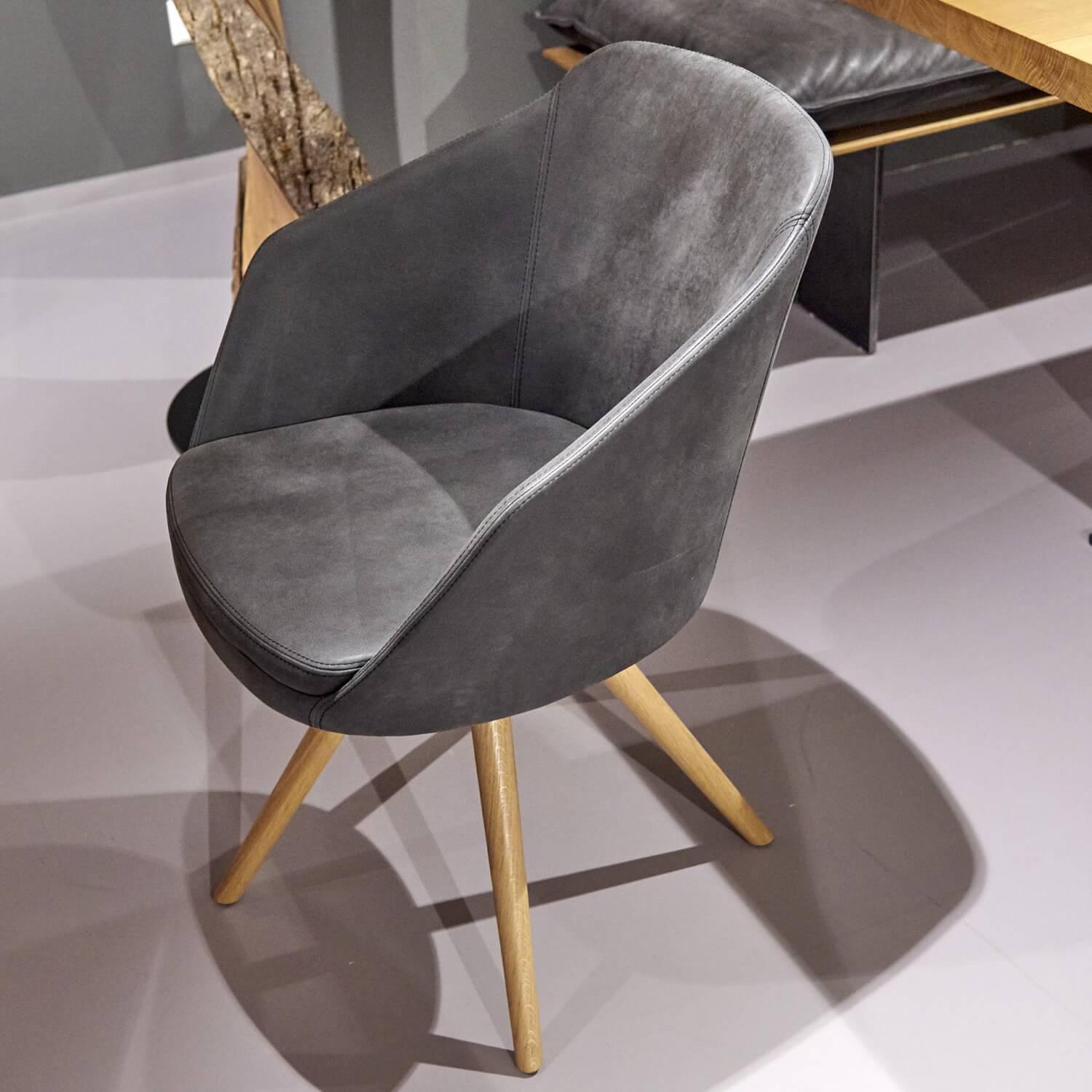 Riva1920 - 4er Set Armlehnstühle Chair Wood Leder Camoscio Nr. 10 Nero Gestell Eiche Natur - 14