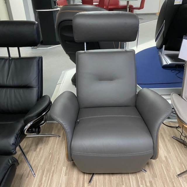 IMG - Sessel Modell Space Leder Prime 316 Grey Gestell Stern Chrom mit manueller Relaxfunktion - 9