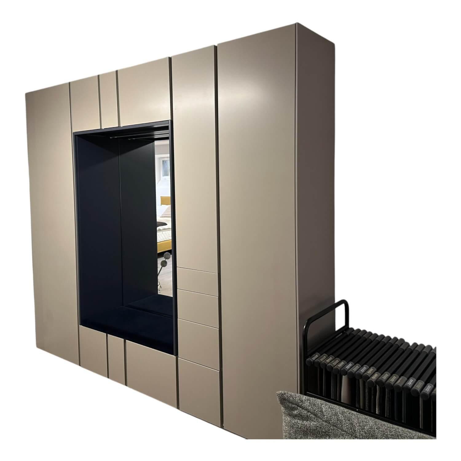 Schönbuch - Schrank Stripes Kieselstein 59 Grau Und Nachtblau 51 Blaugrau Lackiert Sitzbankpolster Nachtblau - 1