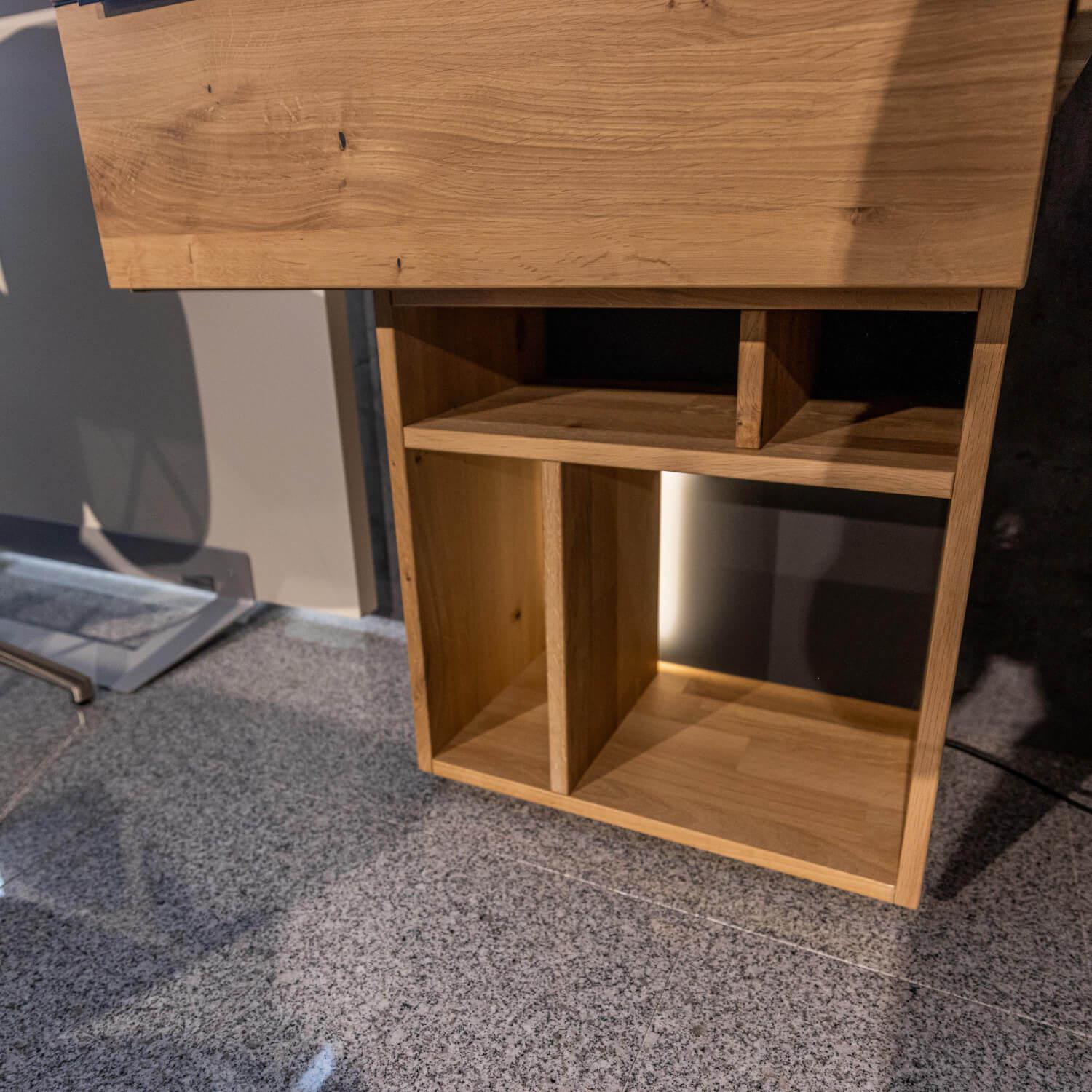 WK Wohnen - Homeoffice Regal WK 490 Baristo Asteiche Bianco Glas Anthrazit Mit Fächern Und Schubladen Inklusive LED Beleuchtung - 12