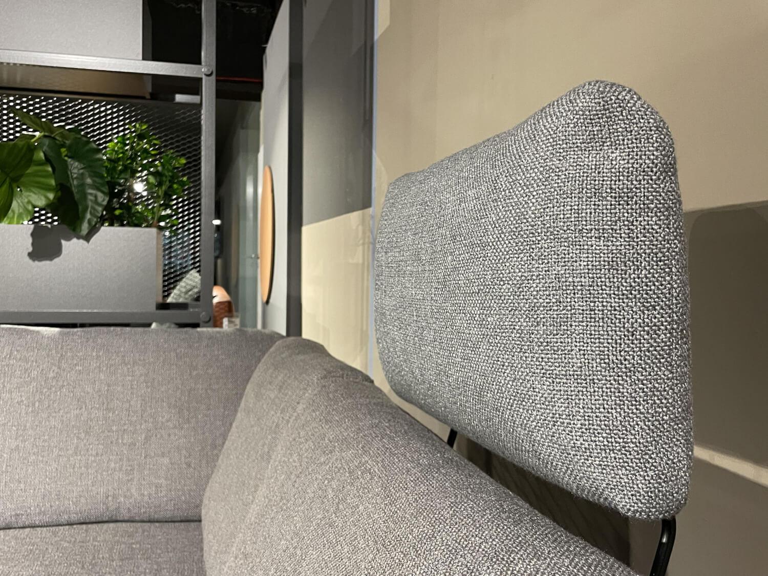 Hülsta - Ecksofa HS 450 Stoff Grau Füße Grau Mit Kissen Und Kopfstütze - 3
