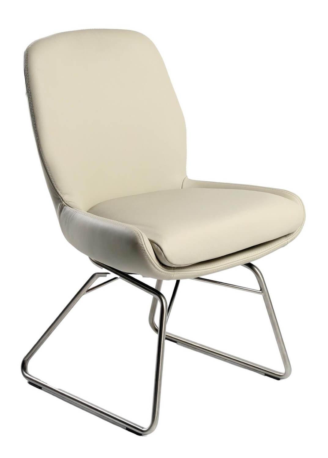 WK Wohnen - 4er Set Stuhl WK 704 MOA Leder Toledo Nebbia Grau Kufe Moover Edelstahl - 4