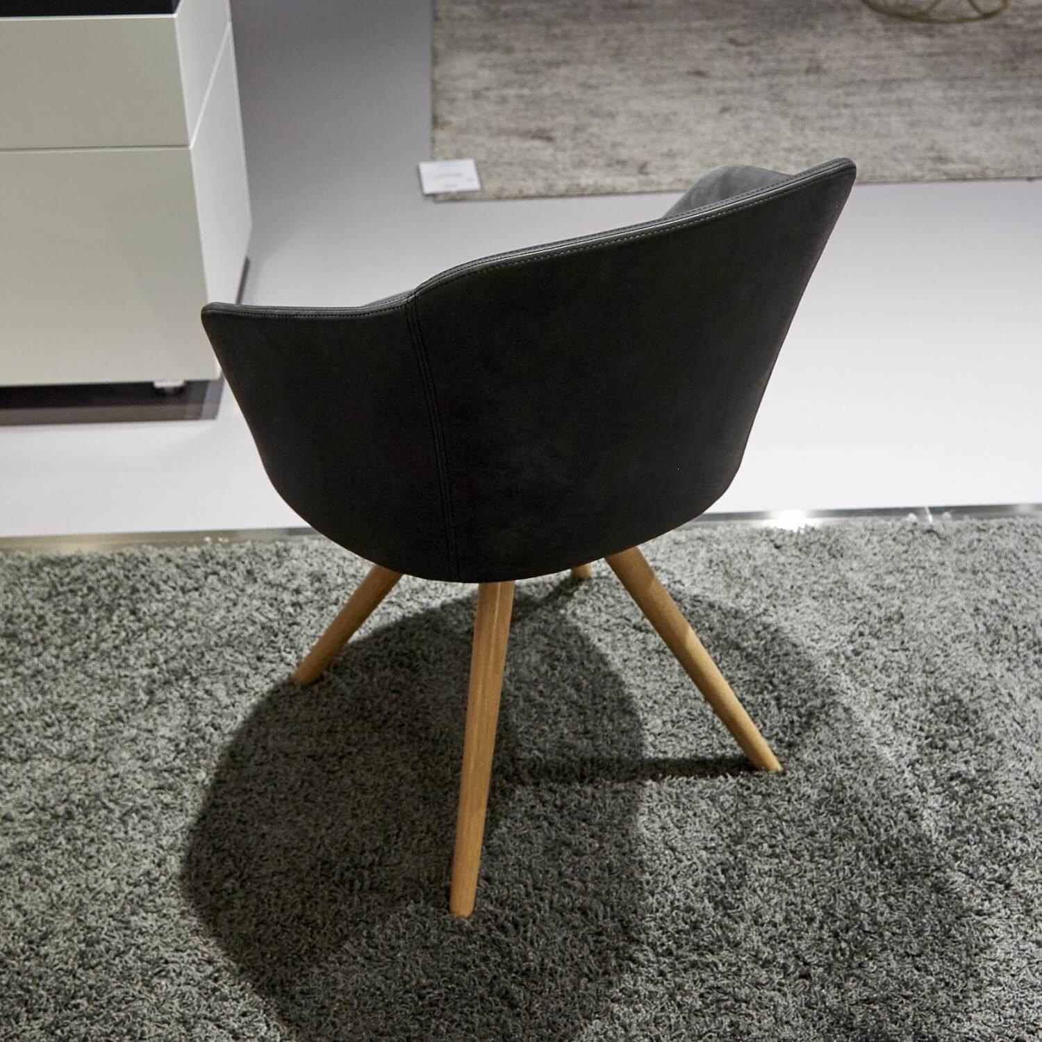 Riva1920 - 4er Set Armlehnstühle Chair Wood Leder Camoscio Nr. 10 Nero Gestell Eiche Natur - 15