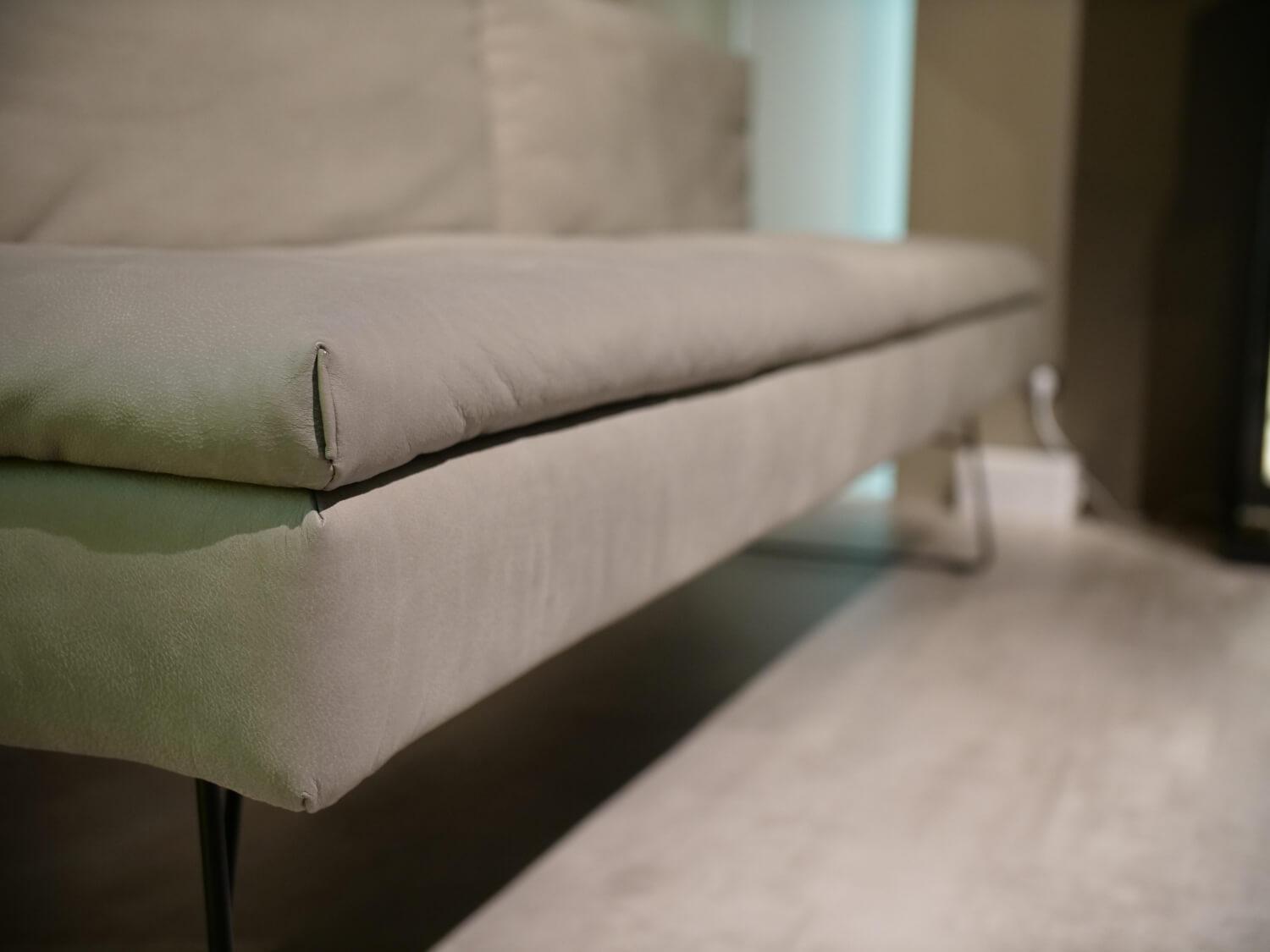 WK Wohnen - Bank WK 790 11717 C190 Leder LK60 Z7821 Beige Schlittengestell Metall Schwarz M99 - 2