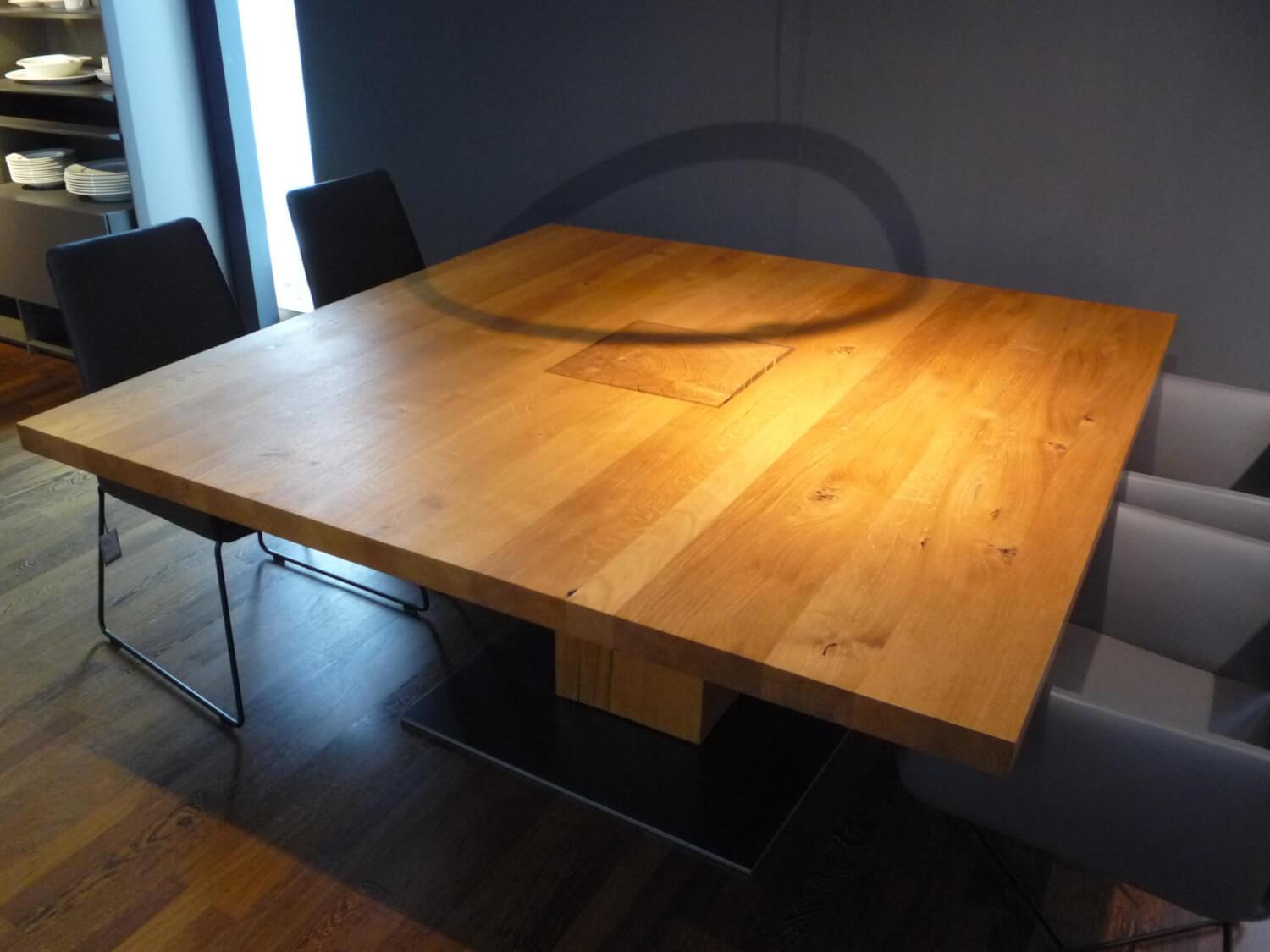 Riva1920 - Esstisch Boss Executive Quadrat 3 Massivholz Eiche Geölt Bodenplatte Natureisen Matt Transparent Lackiert - 6