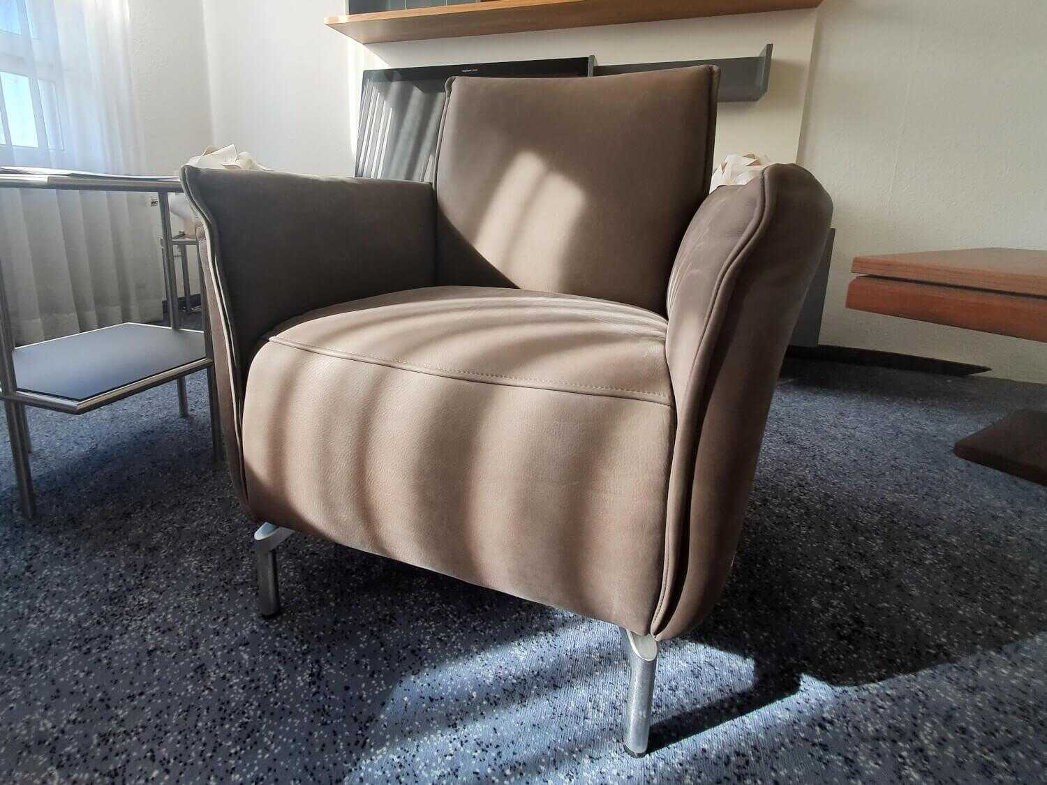 Koinor - Sessel Vanda Leder F Gentile Chiffon Braun Füße Chrom Matt - 2