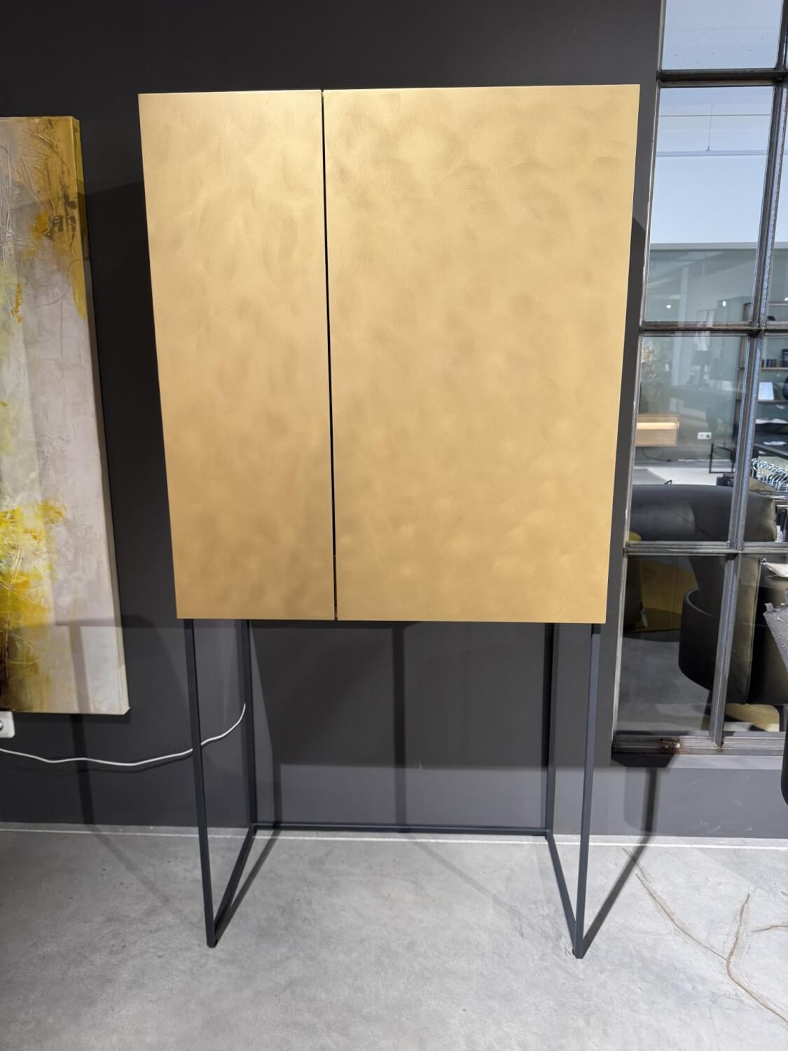 Contur - Barschrank 3900 C Lack Gold Gebürstet Gestell Schwarz Rückwand Spiegel Inklusive LED Beleuchtung - 6