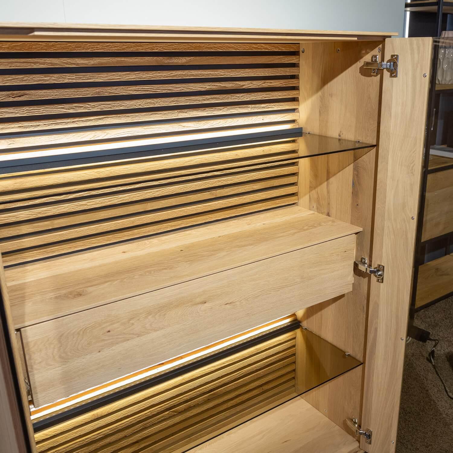 Schöner Wohnen-Kollektion - Highboard Yonna 7102 Kerneiche Natur Gebürstet Inklusive Beleuchtung - 8