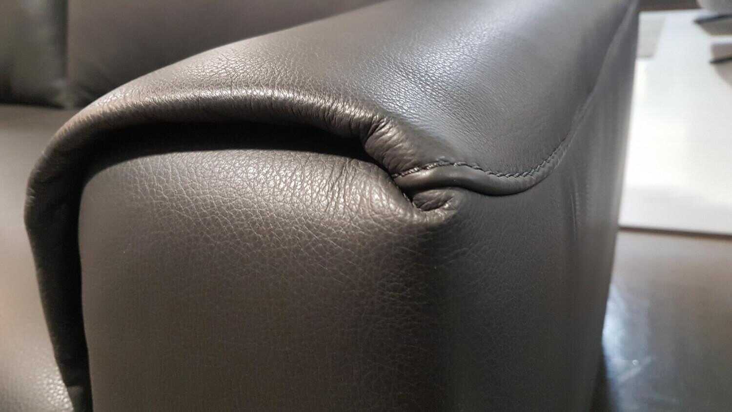 WK Wohnen - Sofa WK660 Venosa Zweisitzer Leder Montana Basalto Grau - 5