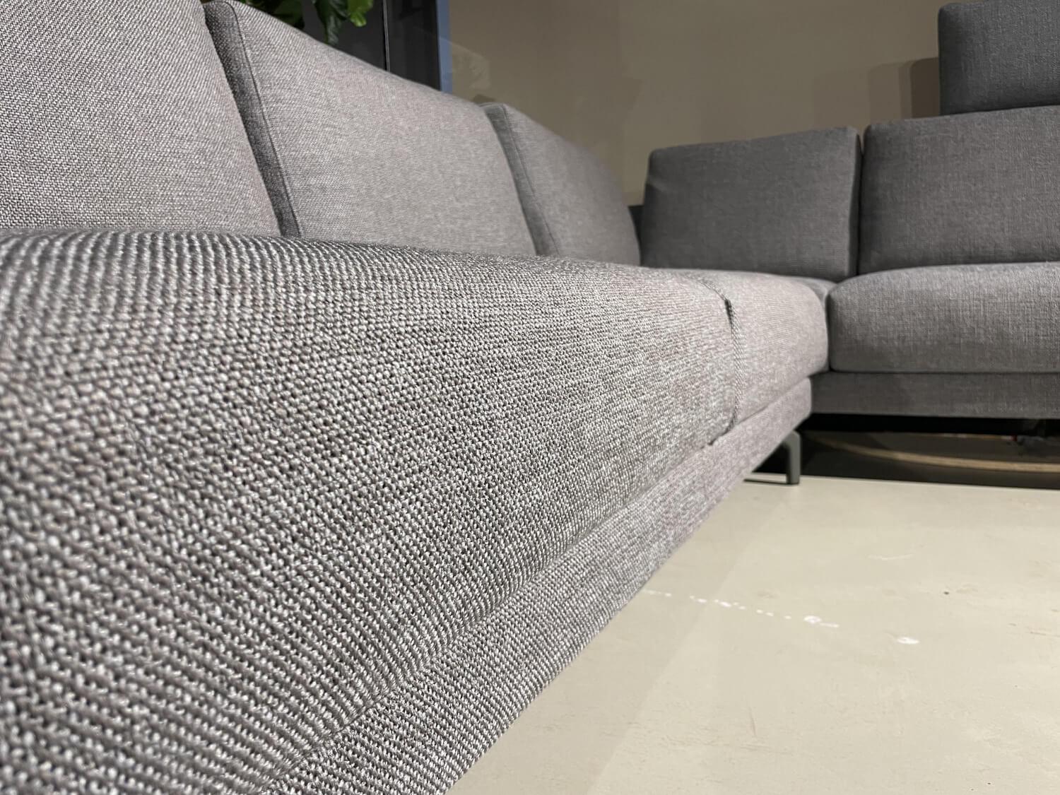Hülsta - Ecksofa HS 450 Stoff Grau Füße Grau Mit Kissen Und Kopfstütze - 2