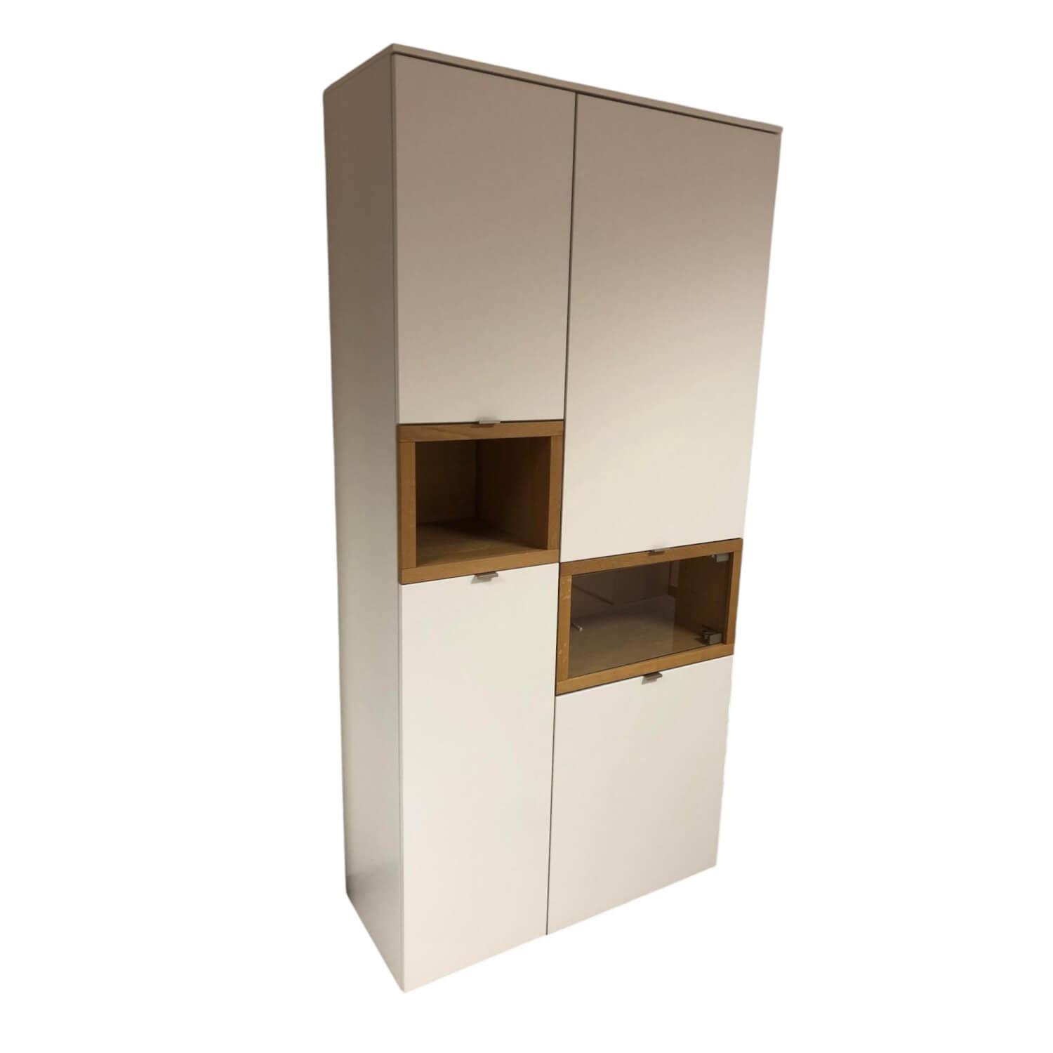 Venjakob - Vitrine Andimano Lack Weiß Matt Fächer Wildeiche Hell Geölt Mit Beleuchtung - 1