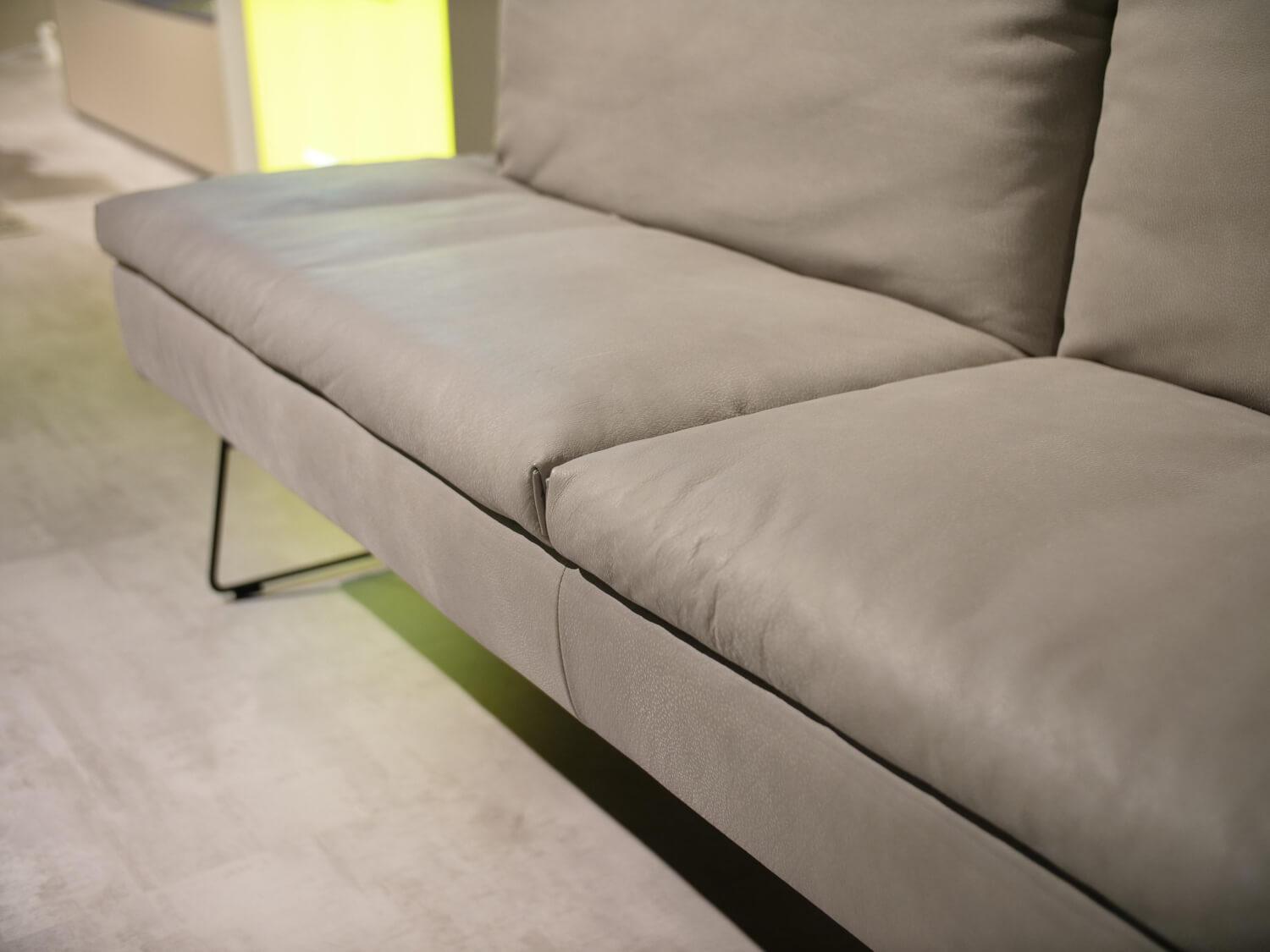 WK Wohnen - Bank WK 790 11717 C190 Leder LK60 Z7821 Beige Schlittengestell Metall Schwarz M99 - 5