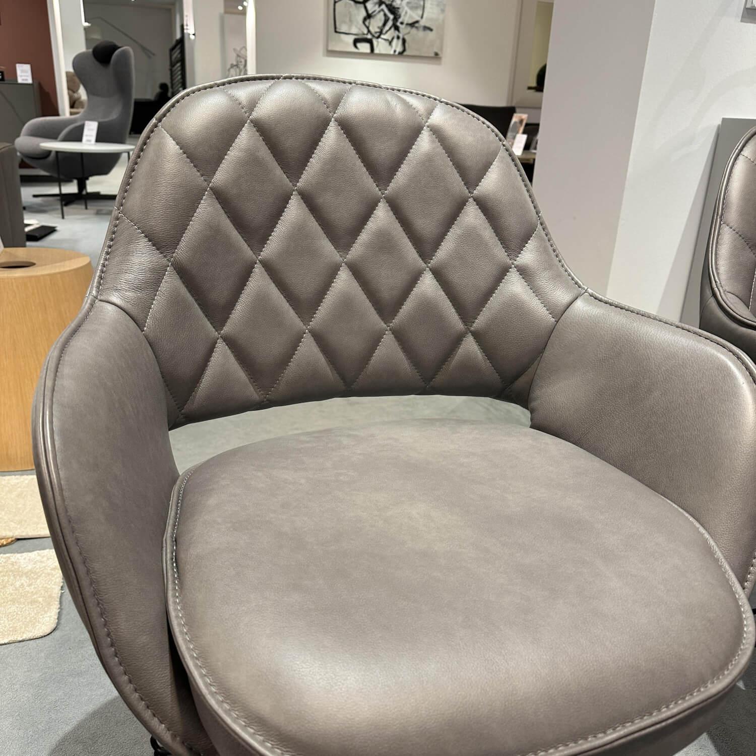 WK Wohnen - 6er-Set Armlehnstuhl WK 708 Stoff JAB A91062 Rosa Und Leder Granada Steel Grau Drehgestell Schwarz - 17