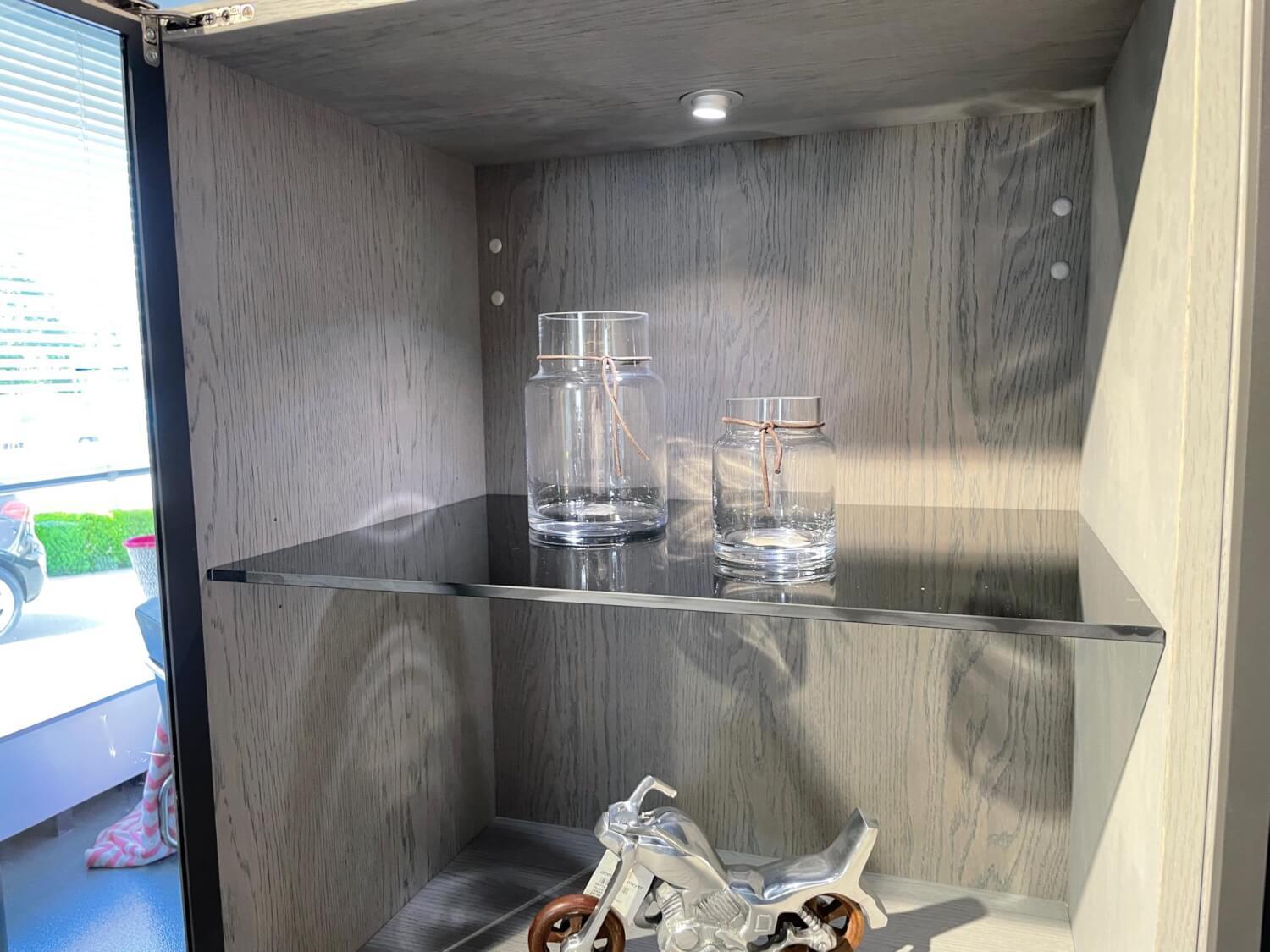 WK Wohnen - Vitrine WK 420 Viva Holz Furniert Grau Mit Glastüren Gestell Dunkelgrau - 5