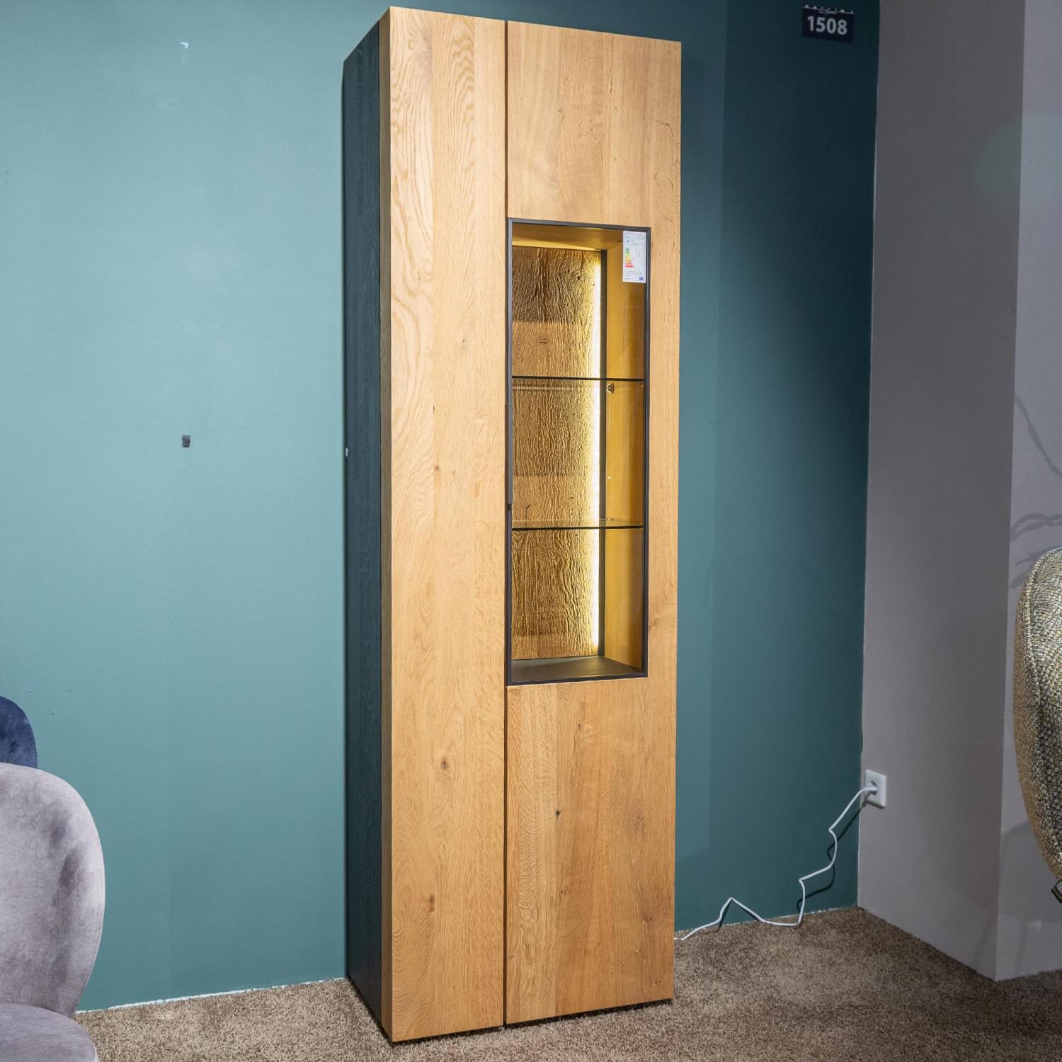 Schöner Wohnen-Kollektion - Vitrine Yoris Rechts Front Kerneiche Umato Gebürstet Korpus Eiche Anthrazit Mit Beleuchtung - 5