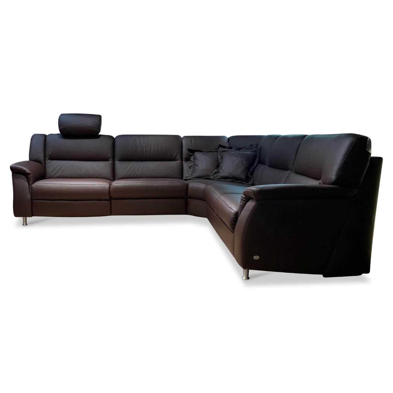 himolla - Ecksofa 1104 PRC Leder LL Soft 31 Nougat 281x251 Rücken Echt Wallfree - 1