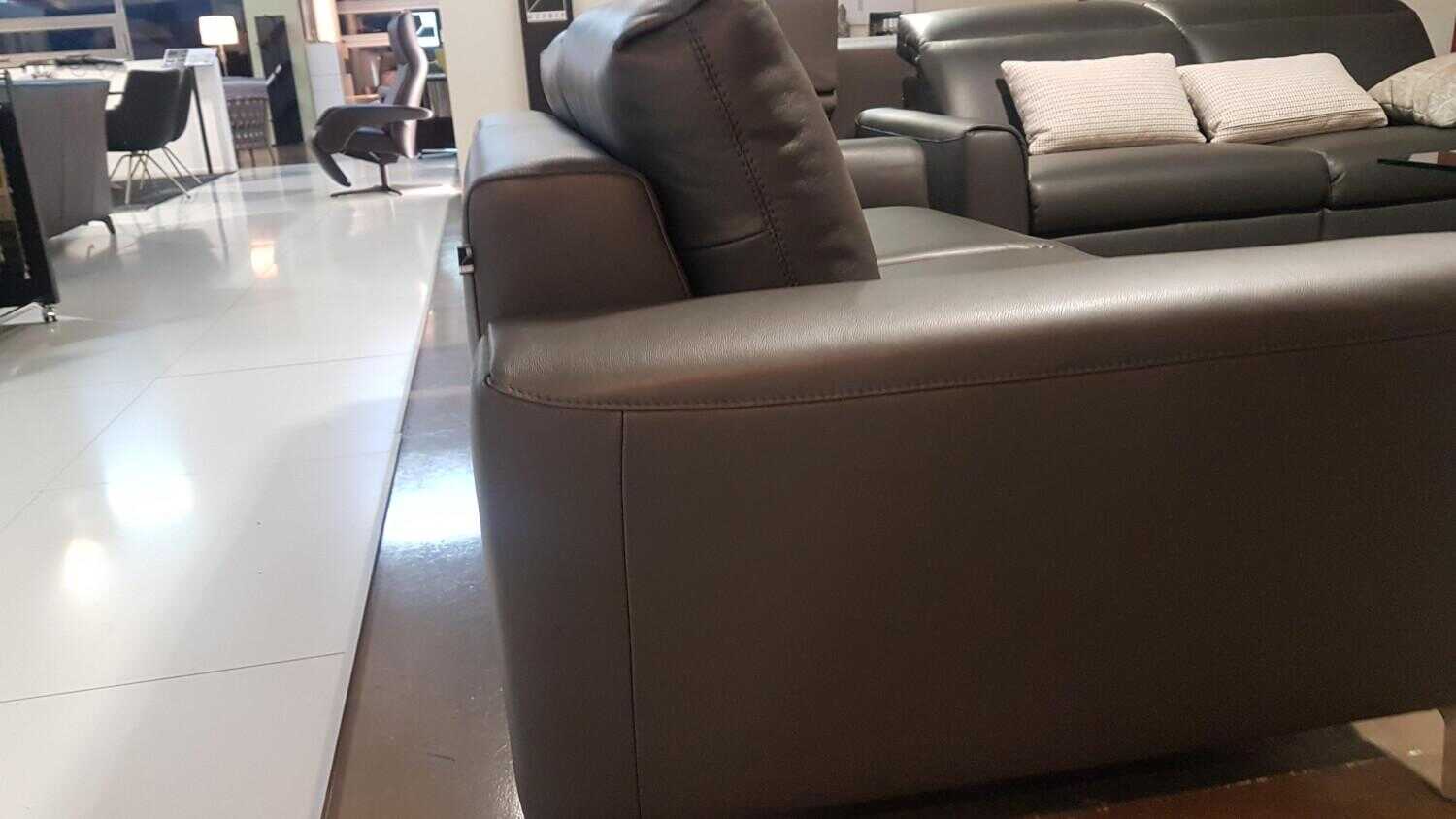 WK Wohnen - Sofa WK660 Venosa Zweisitzer Leder Montana Basalto Grau - 4