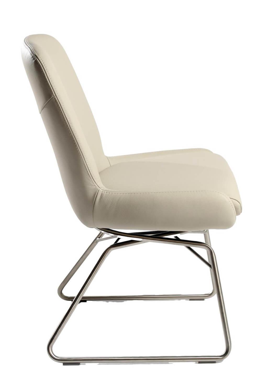 WK Wohnen - 4er Set Stuhl WK 704 MOA Leder Toledo Nebbia Grau Kufe Moover Edelstahl - 3