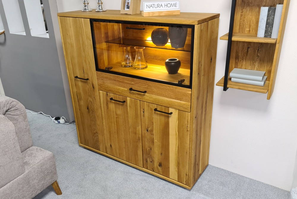 Natura - Highboard Savannah Wildeiche Massiv mit Beleuchtung - 3