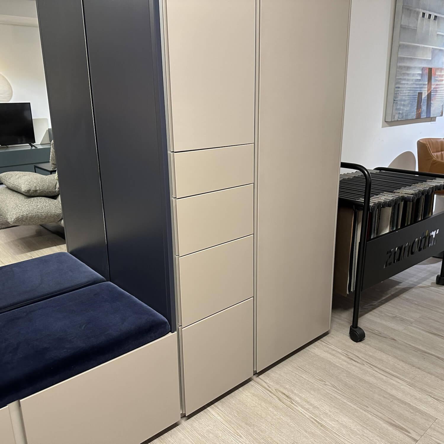 Schönbuch - Schrank Stripes Kieselstein 59 Grau Und Nachtblau 51 Blaugrau Lackiert Sitzbankpolster Nachtblau - 6