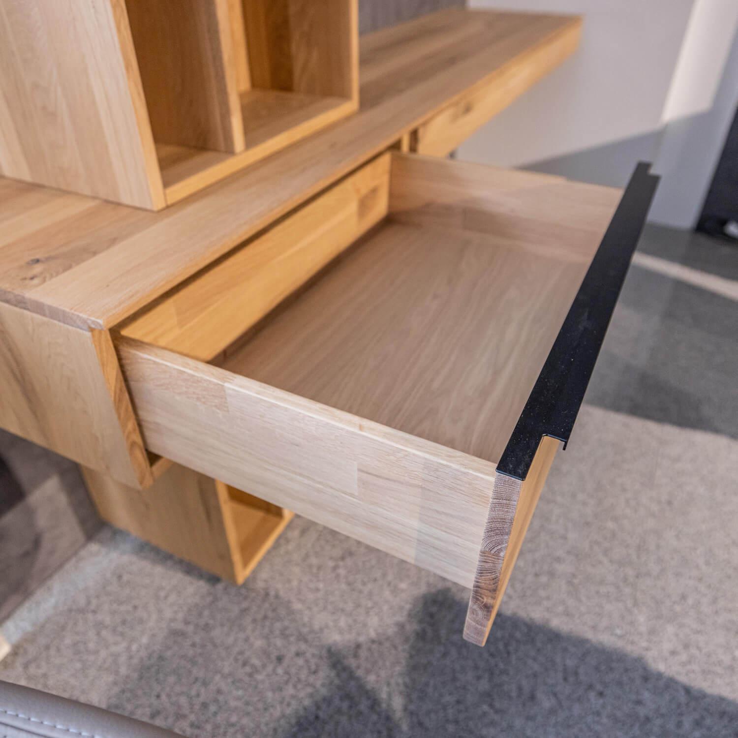 WK Wohnen - Homeoffice Regal WK 490 Baristo Asteiche Bianco Glas Anthrazit Mit Fächern Und Schubladen Inklusive LED Beleuchtung - 10