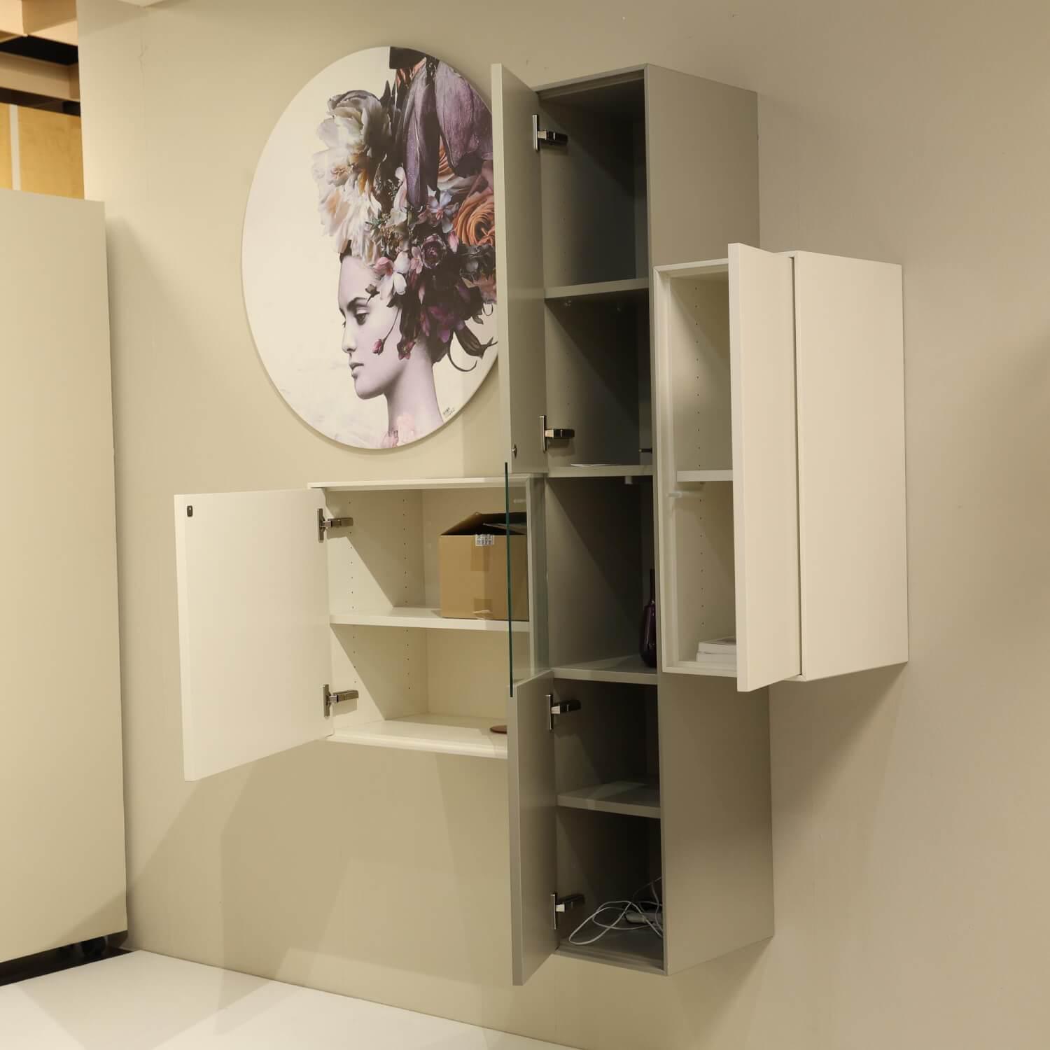 WK Wohnen - Wohnwand WK 419 Intono Glattlack 405 Muschelgrau Grau Und 419 Blütenweiß Weiß Push Beschlag Mit LED Beleuchtung - 5