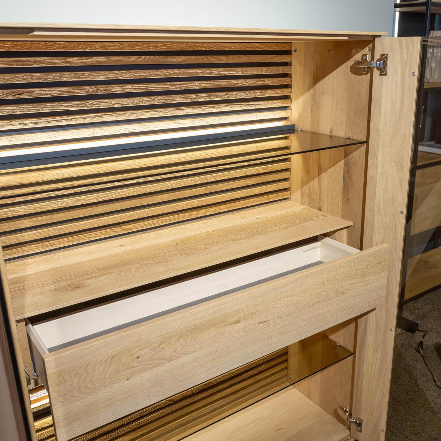 Schöner Wohnen-Kollektion - Highboard Yonna 7102 Kerneiche Natur Gebürstet Inklusive Beleuchtung - 5