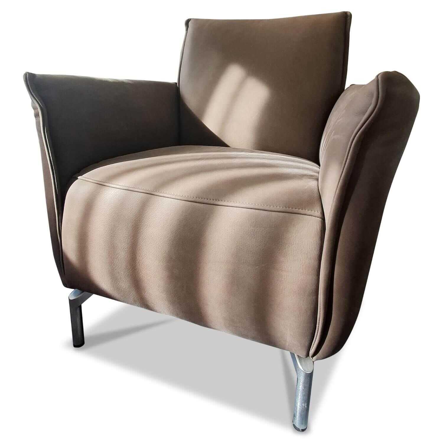 Koinor - Sessel Vanda Leder F Gentile Chiffon Braun Füße Chrom Matt - 1