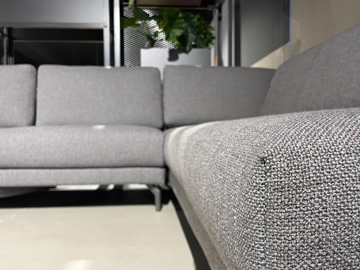 Hülsta - Ecksofa HS 450 Stoff Grau Füße Grau Mit Kissen Und Kopfstütze - 7