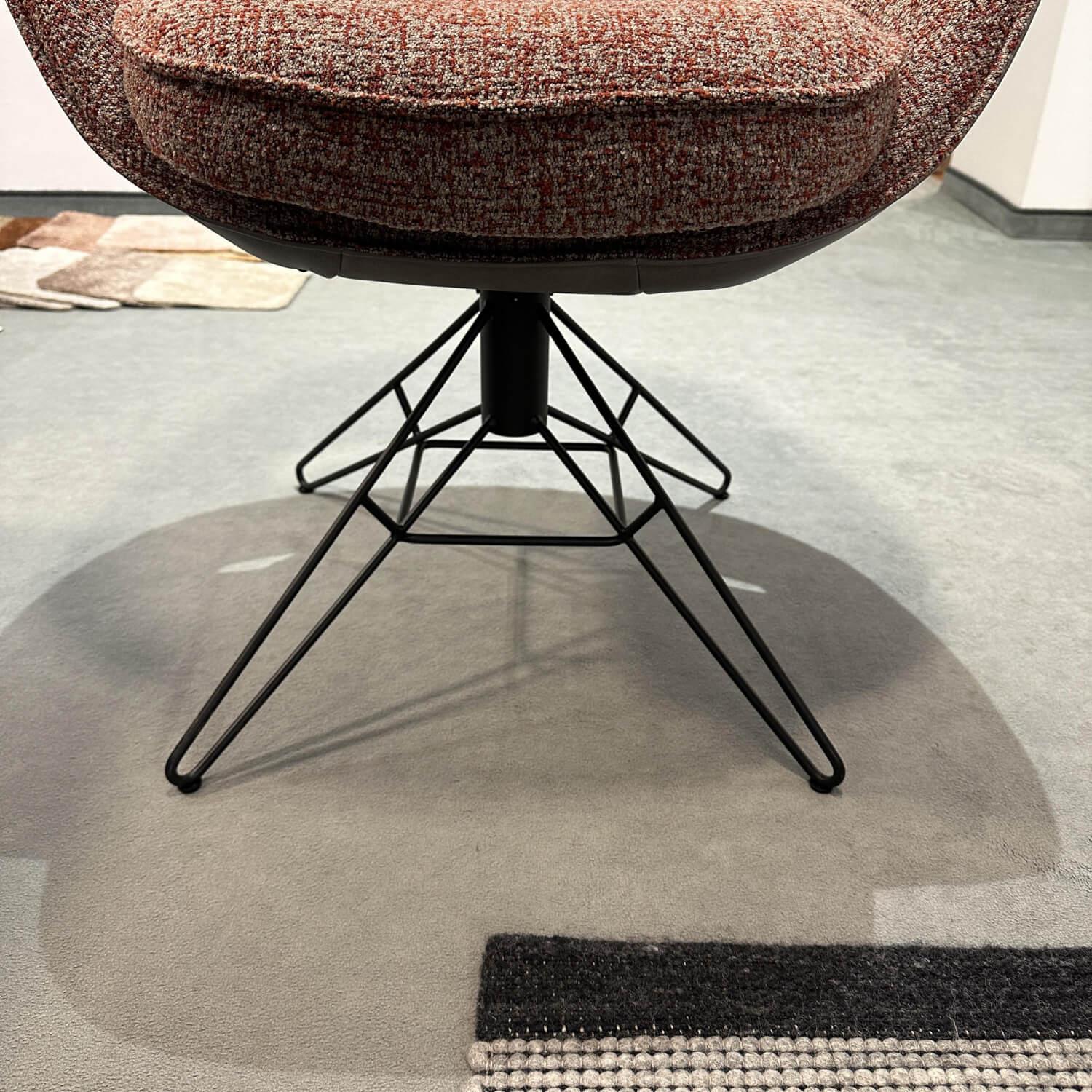 WK Wohnen - 6er-Set Armlehnstuhl WK 708 Stoff JAB A91062 Rosa Und Leder Granada Steel Grau Drehgestell Schwarz - 3