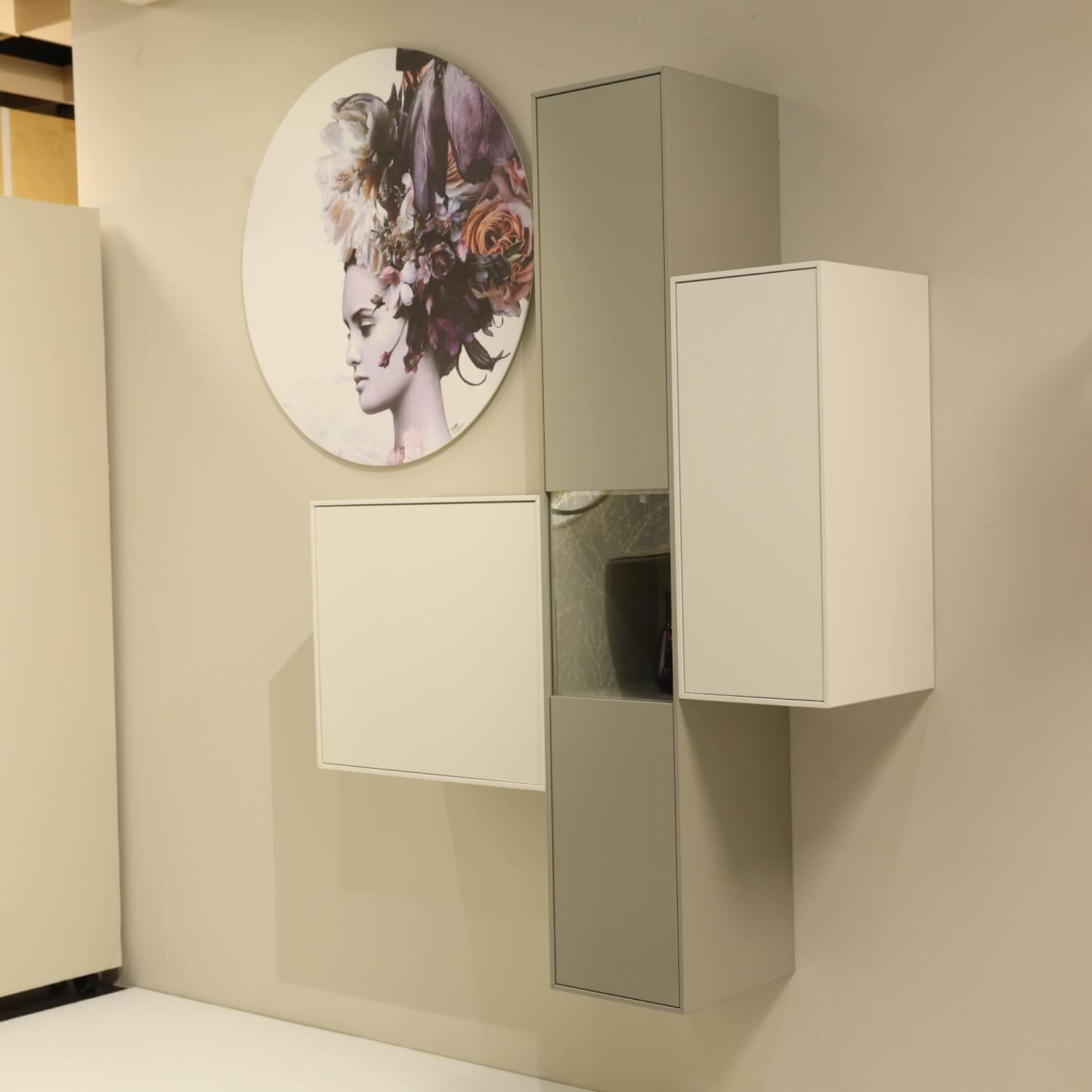 WK Wohnen - Wohnwand WK 419 Intono Glattlack 405 Muschelgrau Grau Und 419 Blütenweiß Weiß Push Beschlag Mit LED Beleuchtung - 3