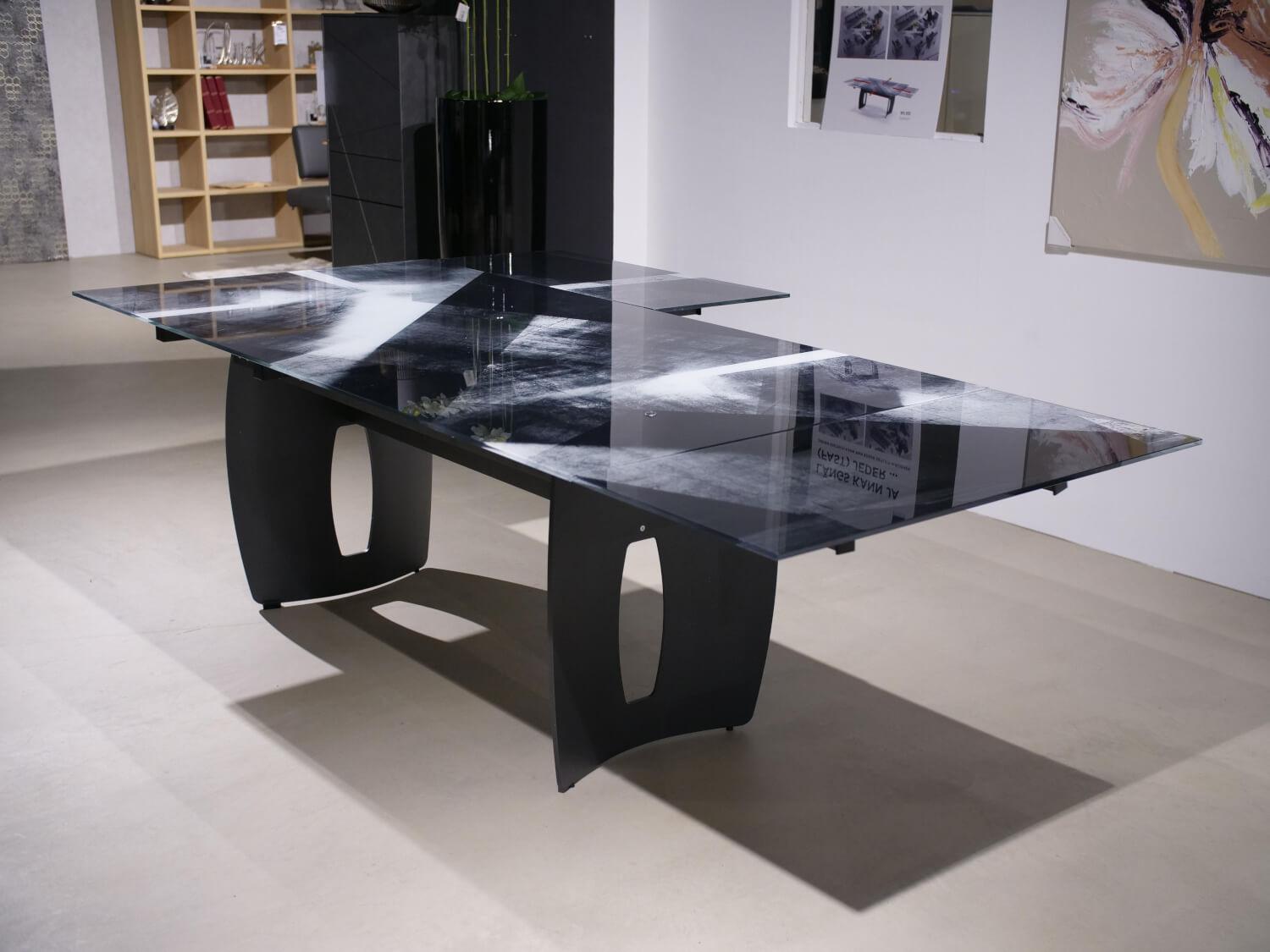 WK Wohnen - Esstisch WK 895 Platte Glas Kunstdruck Schwarz Weiß Gestell Stahl Anthrazit - 7