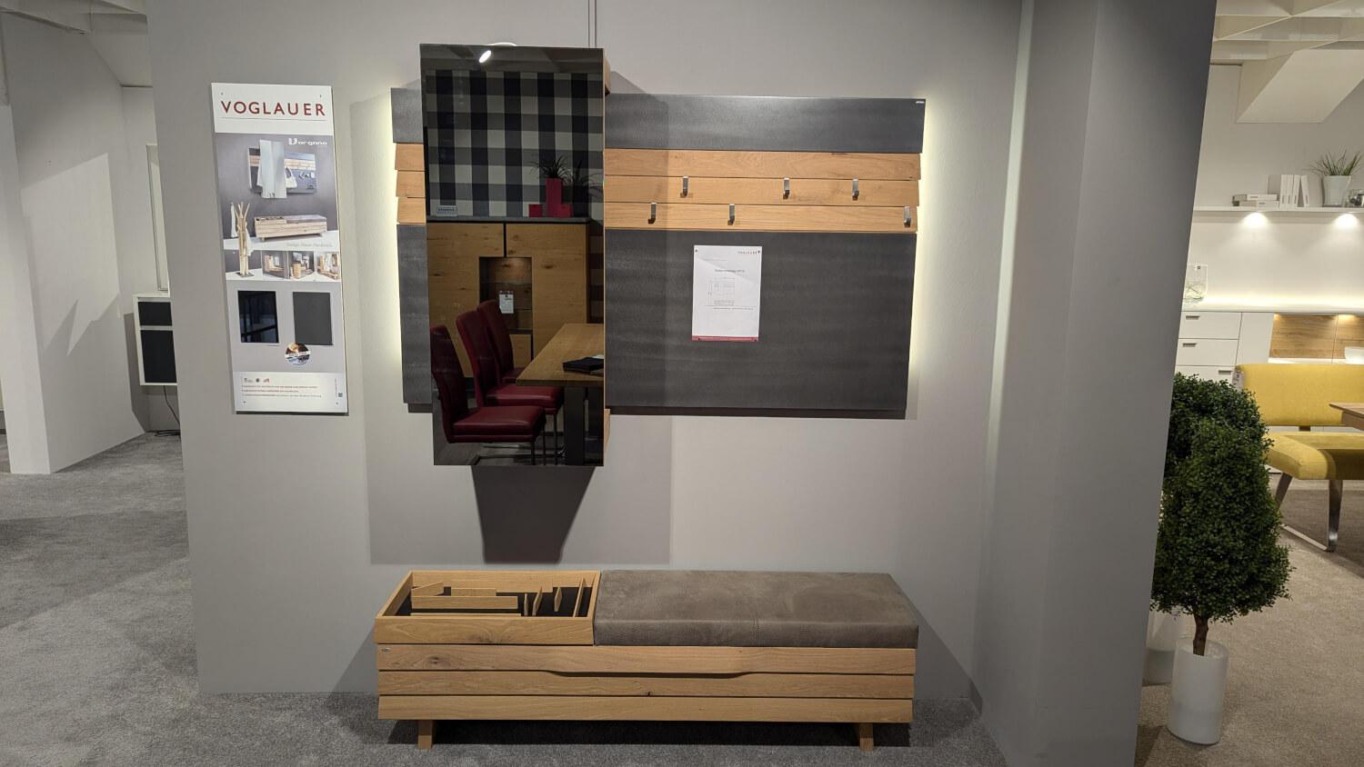 Voglauer - Garderobe V Organo Coming Wildeiche Rustiko Bank Stoff Vintage Quarz Grau Mit Beleuchtung - 5