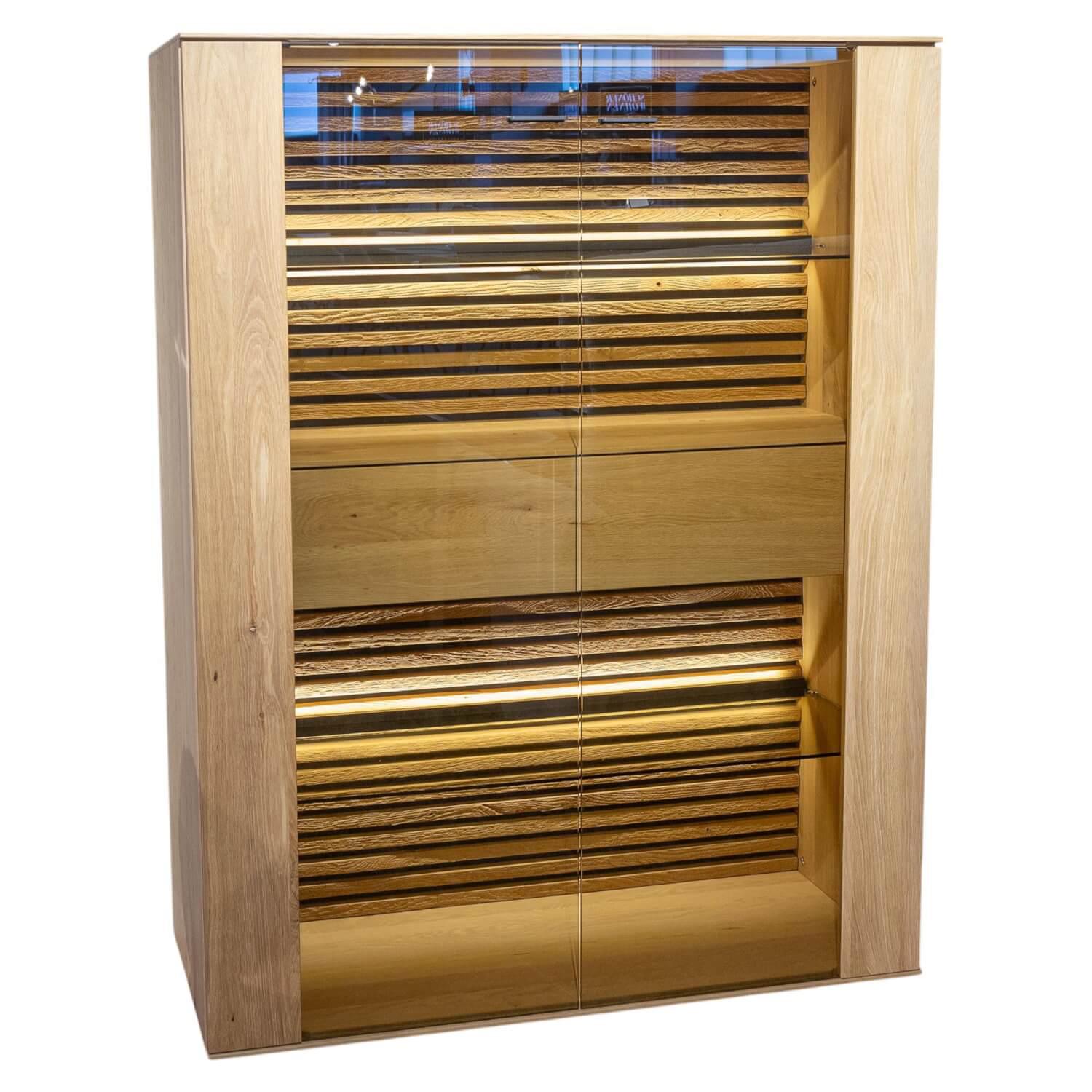 Schöner Wohnen-Kollektion - Highboard Yonna 7102 Kerneiche Natur Gebürstet Inklusive Beleuchtung - 1