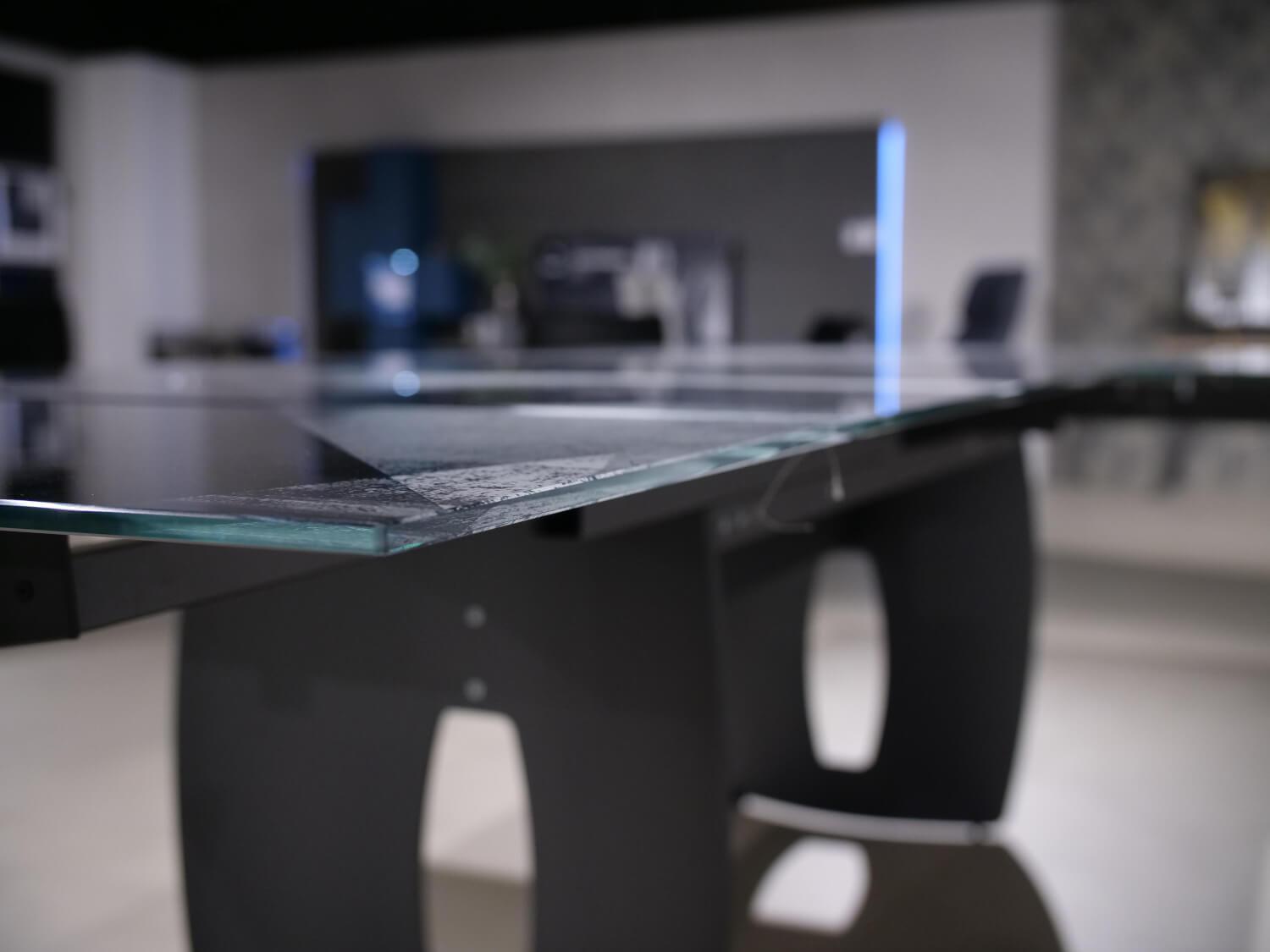 WK Wohnen - Esstisch WK 895 Platte Glas Kunstdruck Schwarz Weiß Gestell Stahl Anthrazit - 6