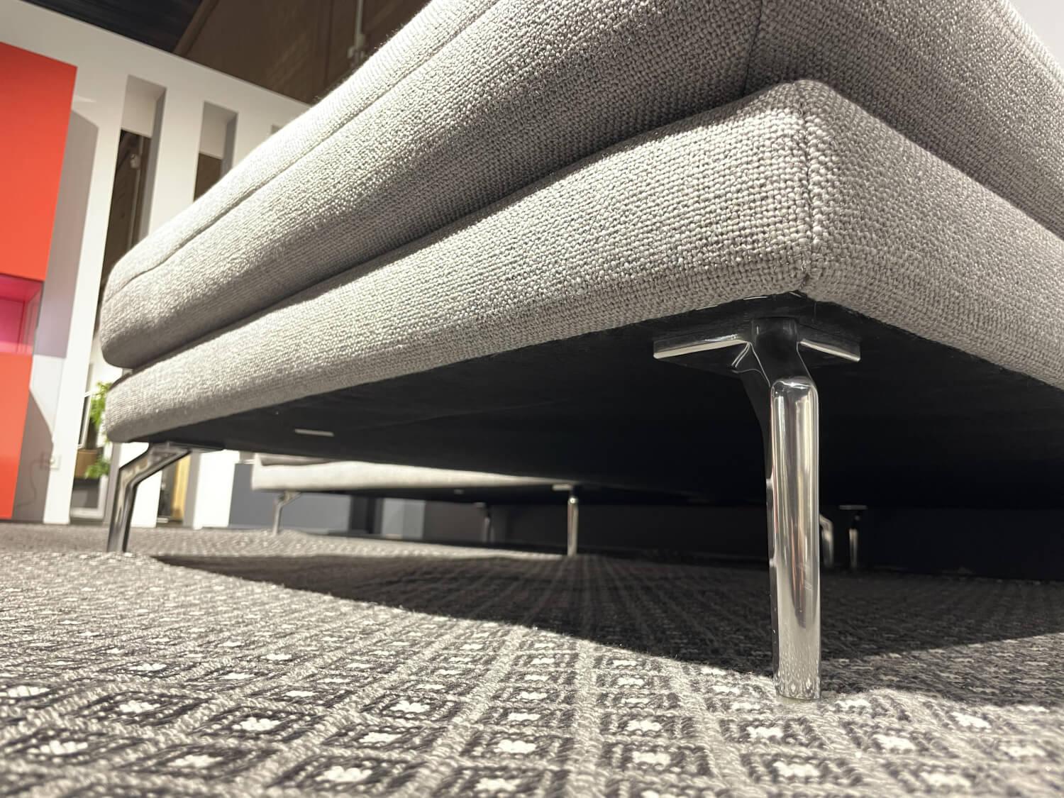 Hülsta - Ecksofa HS 414 Stoff 064 30 Platingrau Grau Füße Aluminium Chrom Mit Kissen - 12