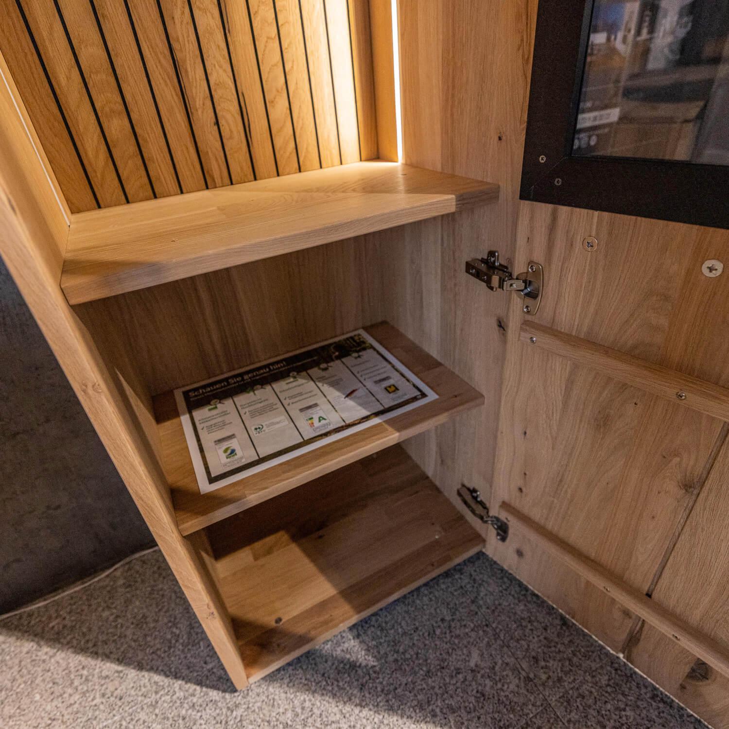 WK Wohnen - Wohnwand WK 490 Baristo Asteiche Bianco Rillenoptik Glas Anthrazit Inklusive LED Beleuchtung - 14