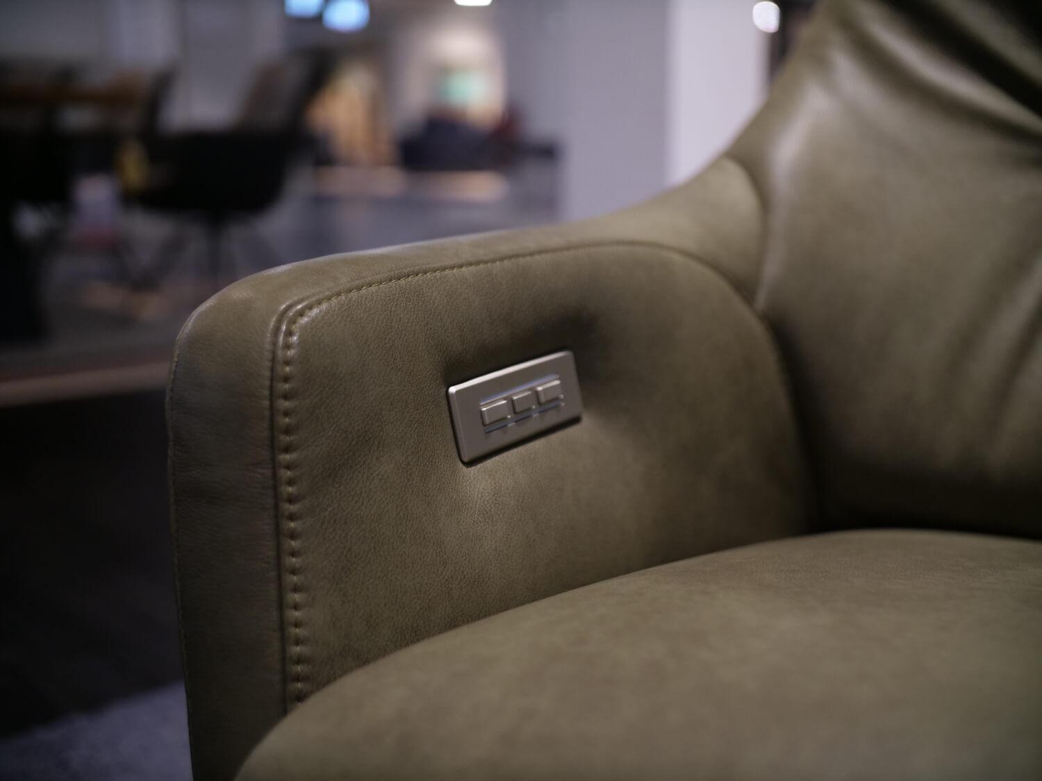 WK Wohnen - Relaxsessel WK 683 Hailey Medium Bezug Leder Polo 1102 Grün Sternfuß Edelstahl - 2