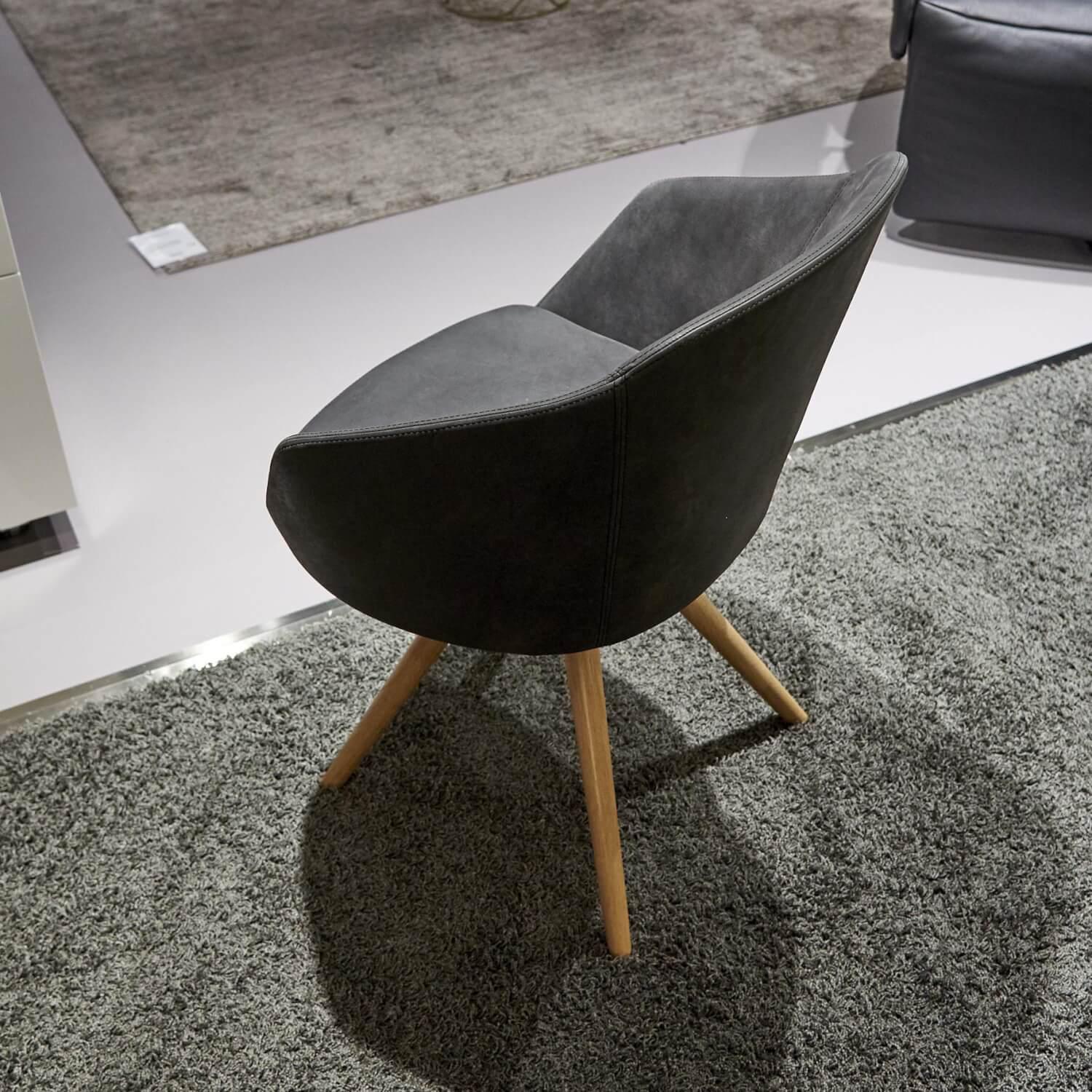 Riva1920 - 4er Set Armlehnstühle Chair Wood Leder Camoscio Nr. 10 Nero Gestell Eiche Natur - 16