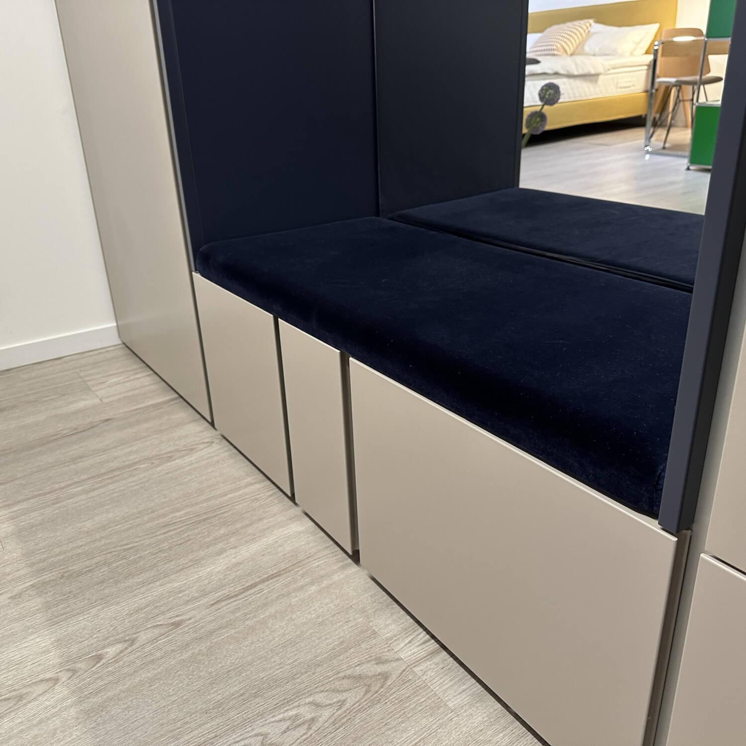 Schönbuch - Schrank Stripes Kieselstein 59 Grau Und Nachtblau 51 Blaugrau Lackiert Sitzbankpolster Nachtblau - 10