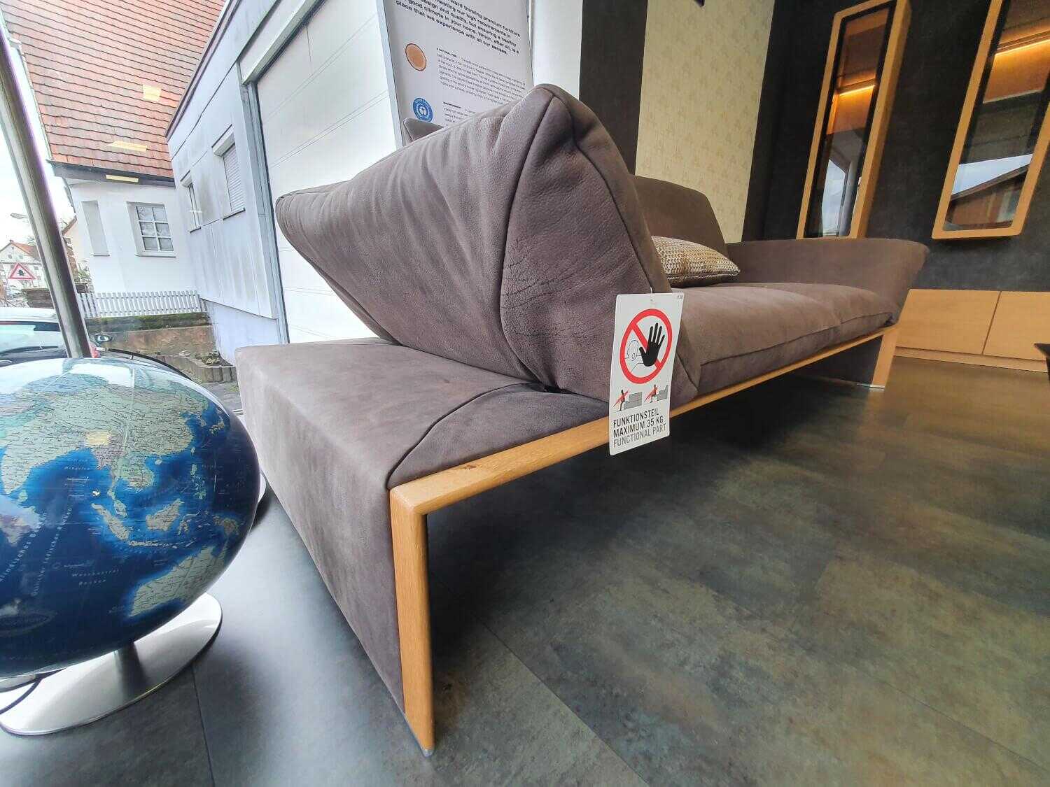 Koinor - Sofa Hugho Leder A-India Schoko Braun mit Hocker - 6