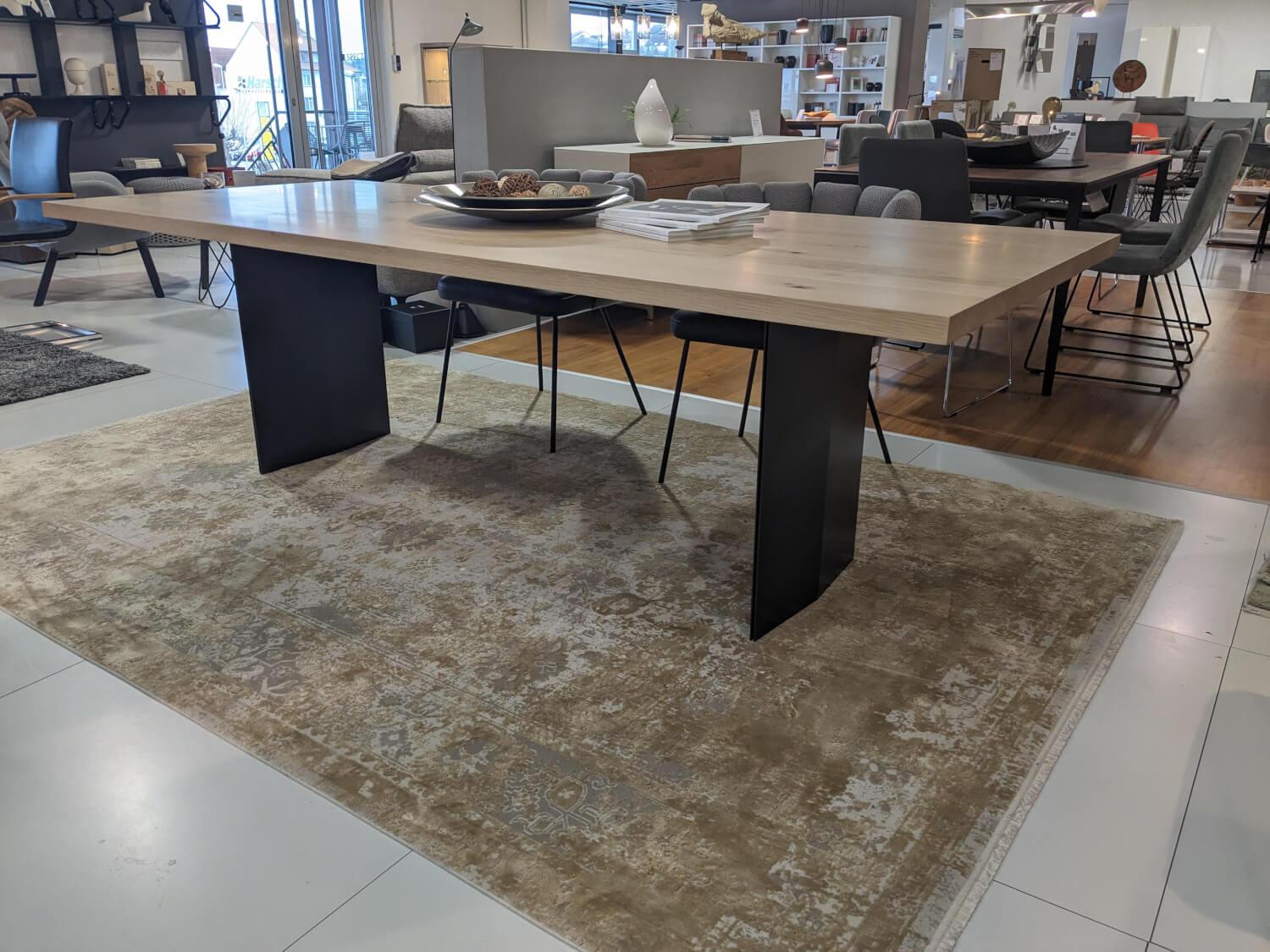 Riva1920 - Esstisch Sky Natural Holzoberfläche Gewachst Gestell Natureisen Schwarz Lackiert - 3