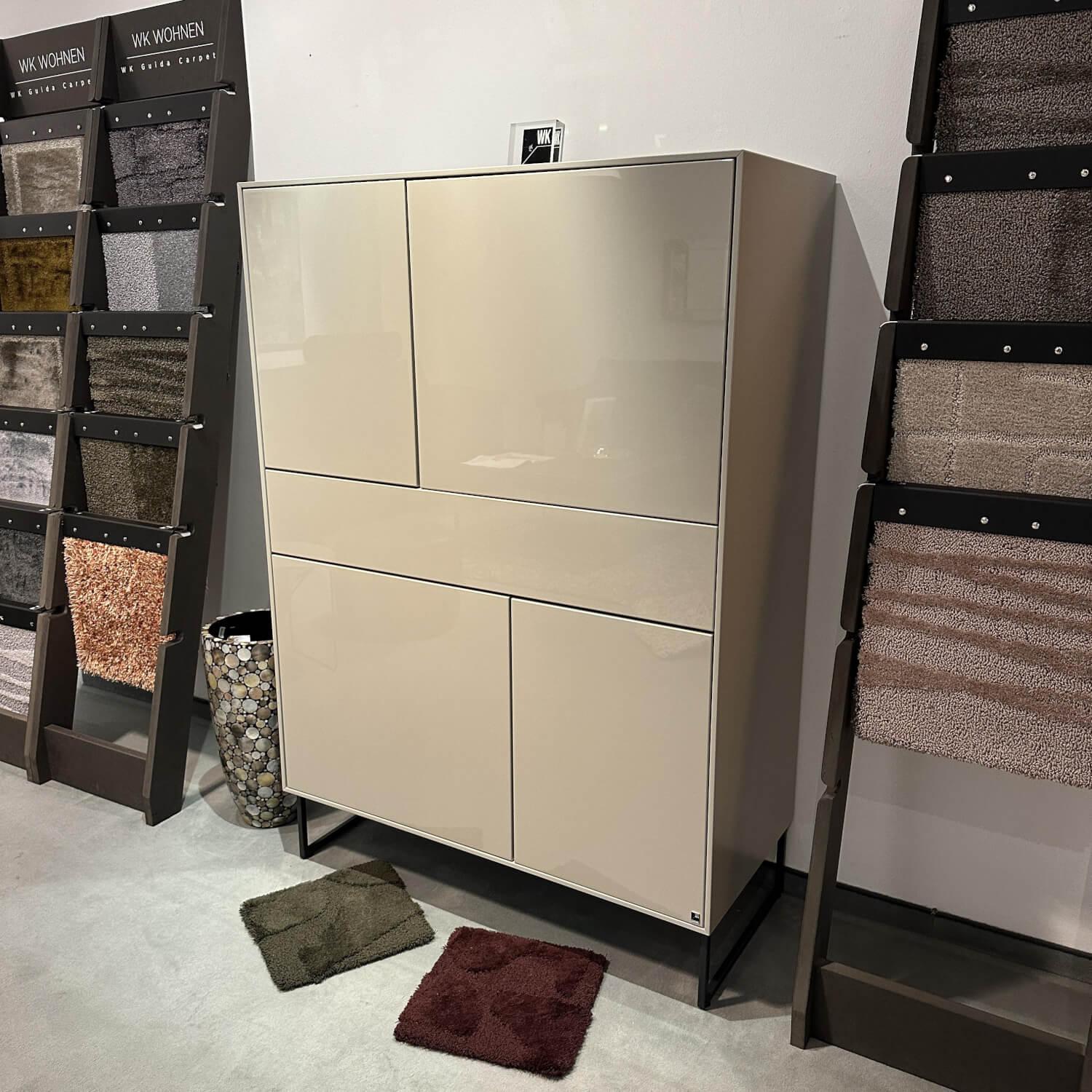 WK Wohnen - Highboard WK 419 Intono Lack Muschelgrau Rahmengestell Schwarz Pulverbeschichtet - 5