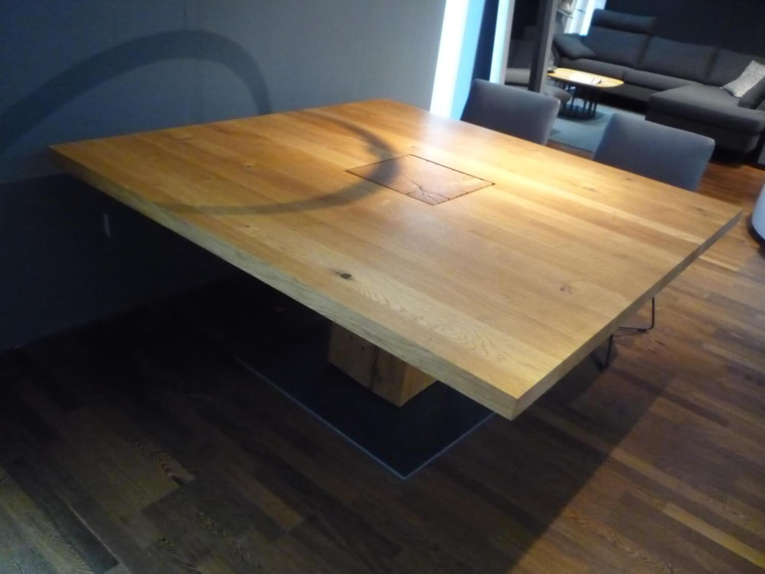 Riva1920 - Esstisch Boss Executive Quadrat 3 Massivholz Eiche Geölt Bodenplatte Natureisen Matt Transparent Lackiert - 2