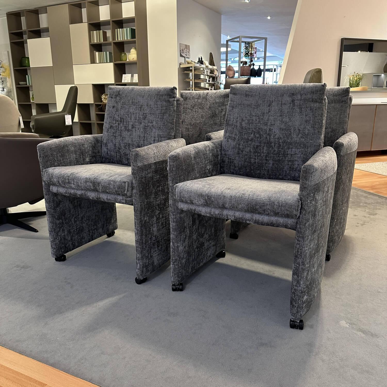 WK Wohnen - Sitzgruppe Stoff Jab 2 211094 Grau Füße Schwarz - 9