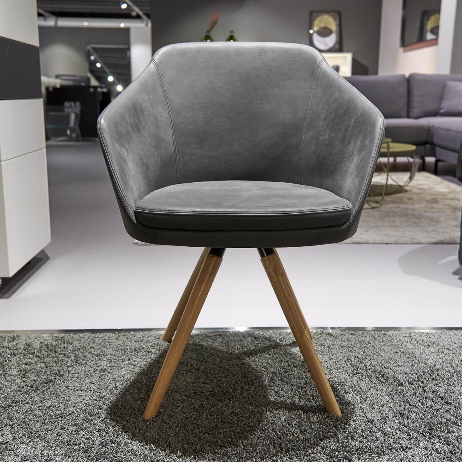 Riva1920 - 4er Set Armlehnstühle Chair Wood Leder Camoscio Nr. 10 Nero Gestell Eiche Natur - 19